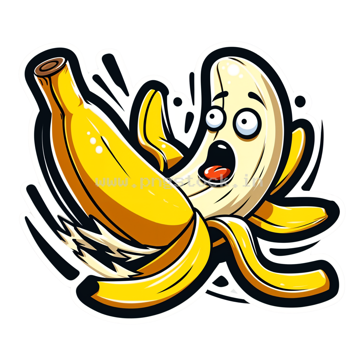 Funny Banana Slipping on Peel with Surprised Expression Cartoon Concept