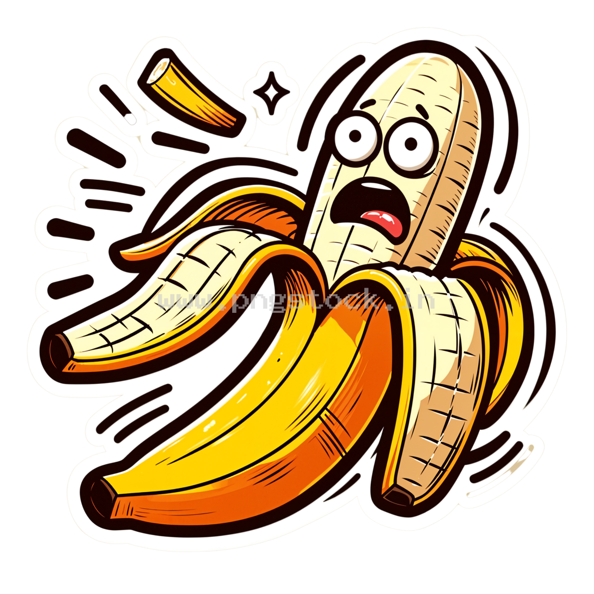 Funny Banana Slipping on Peel with Surprised Expression Cartoon Concept