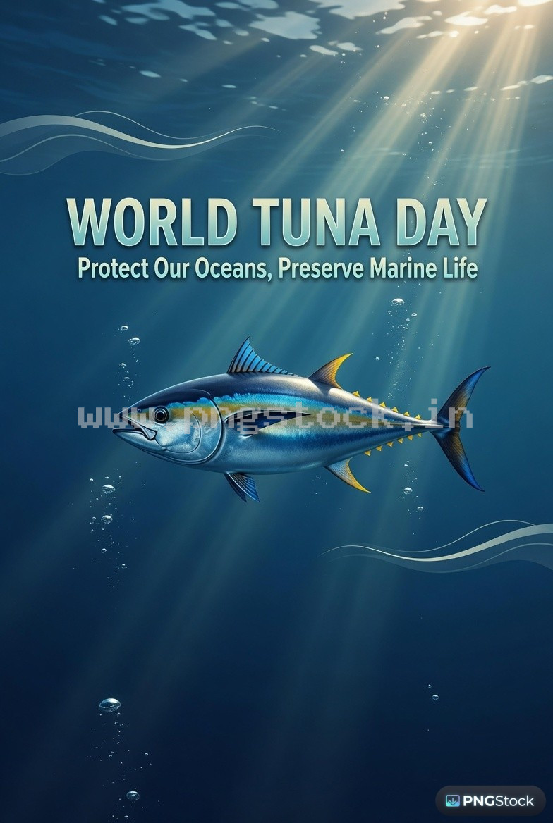 World Tuna Day Social Media Post Design Free Download Clean Blue Ocean Theme