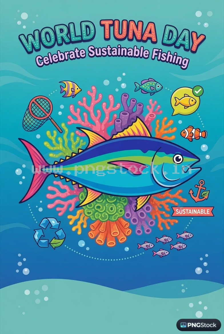 World Tuna Day Social Media Post Design Free Download Clean Blue Ocean Theme