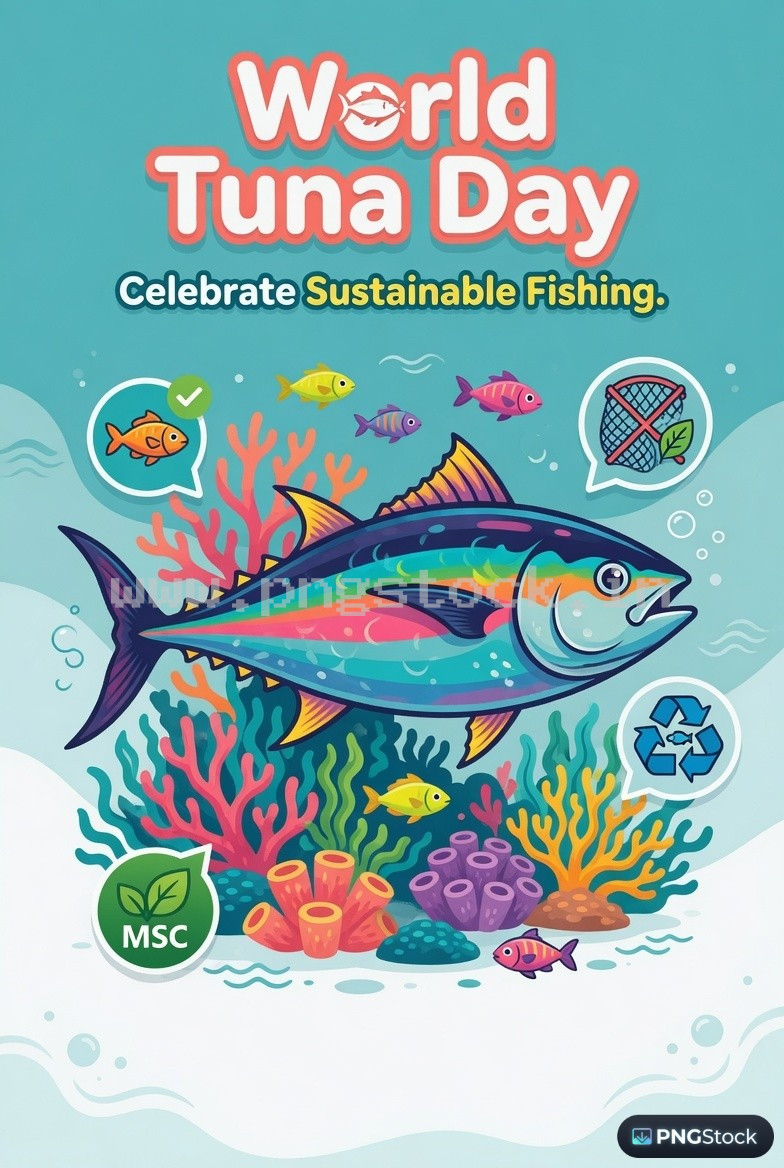 World Tuna Day Social Media Post Design Free Download Clean Blue Ocean Theme