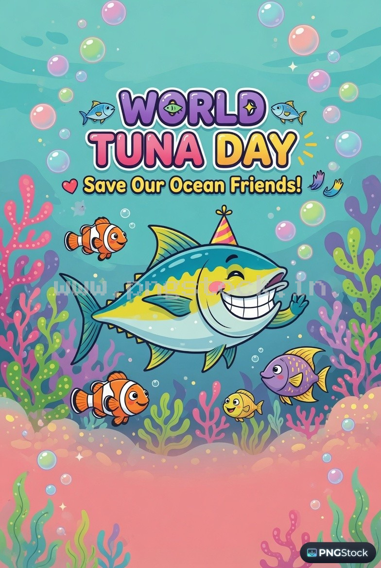 World Tuna Day Social Media Post Design Free Download Clean Blue Ocean Theme