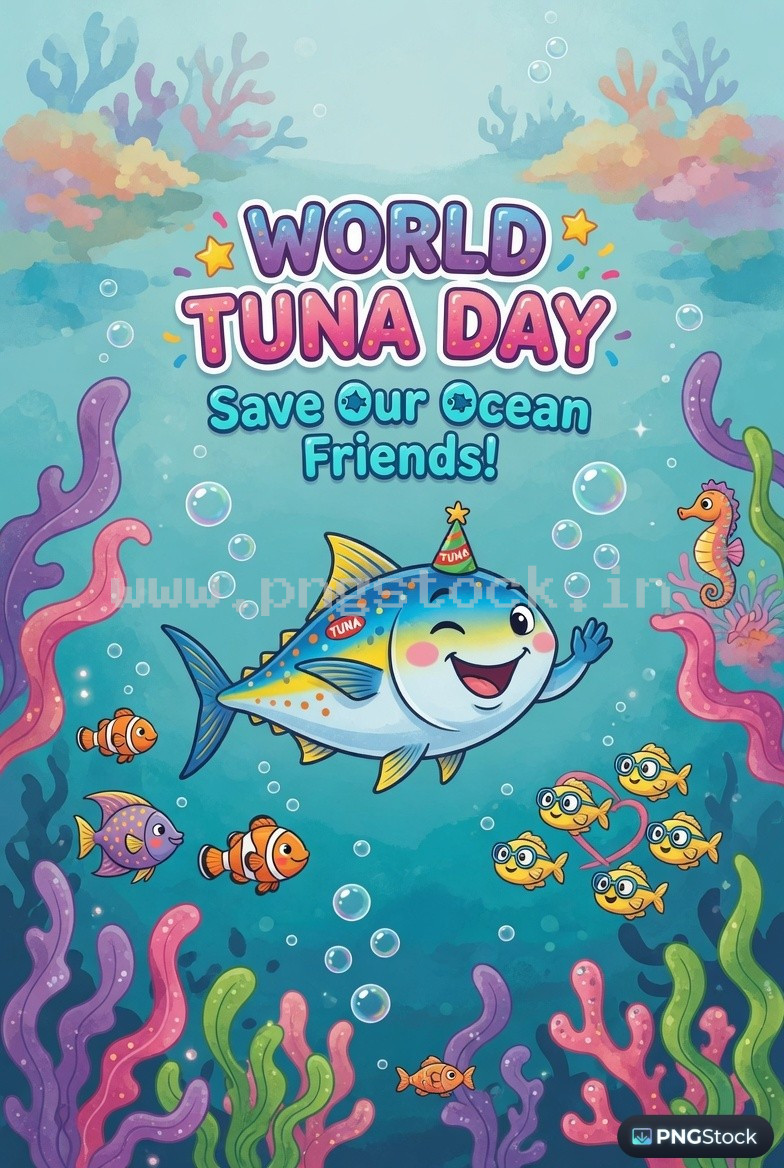 World Tuna Day Social Media Post Design Free Download Clean Blue Ocean Theme