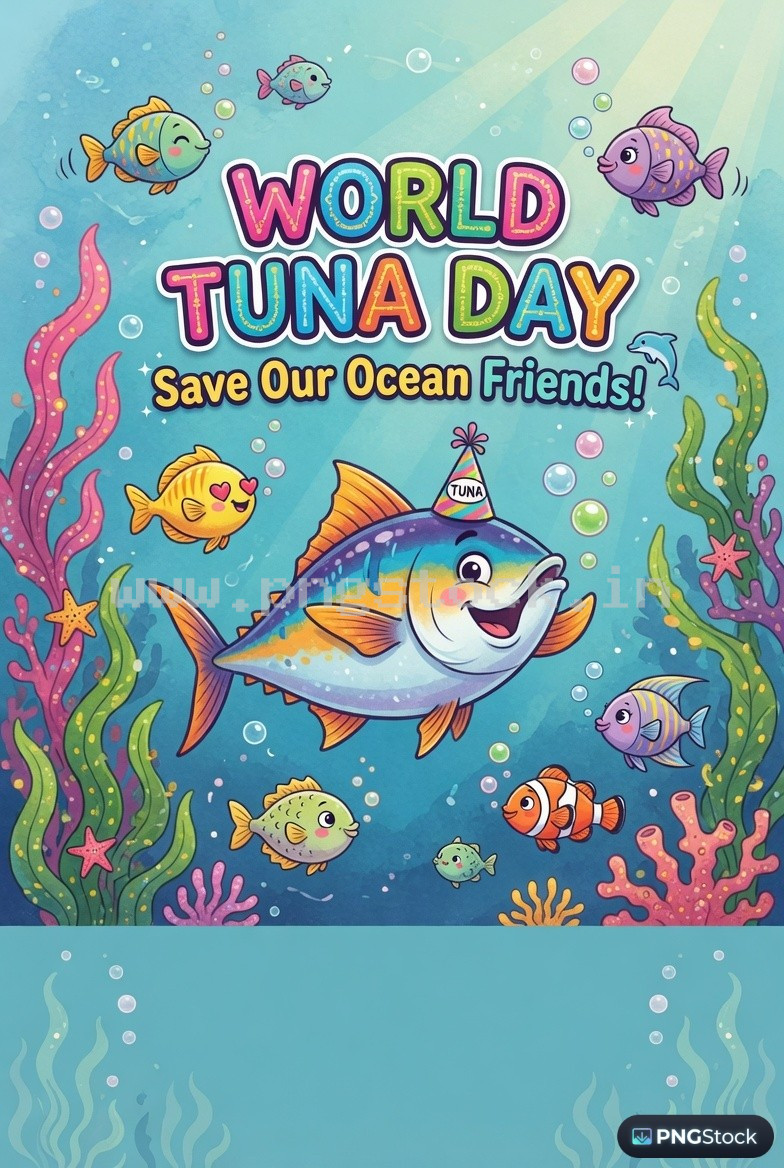 World Tuna Day Social Media Post Design Free Download Clean Blue Ocean Theme