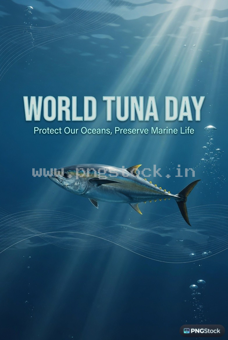 World Tuna Day Social Media Post Design Free Download Clean Blue Ocean Theme