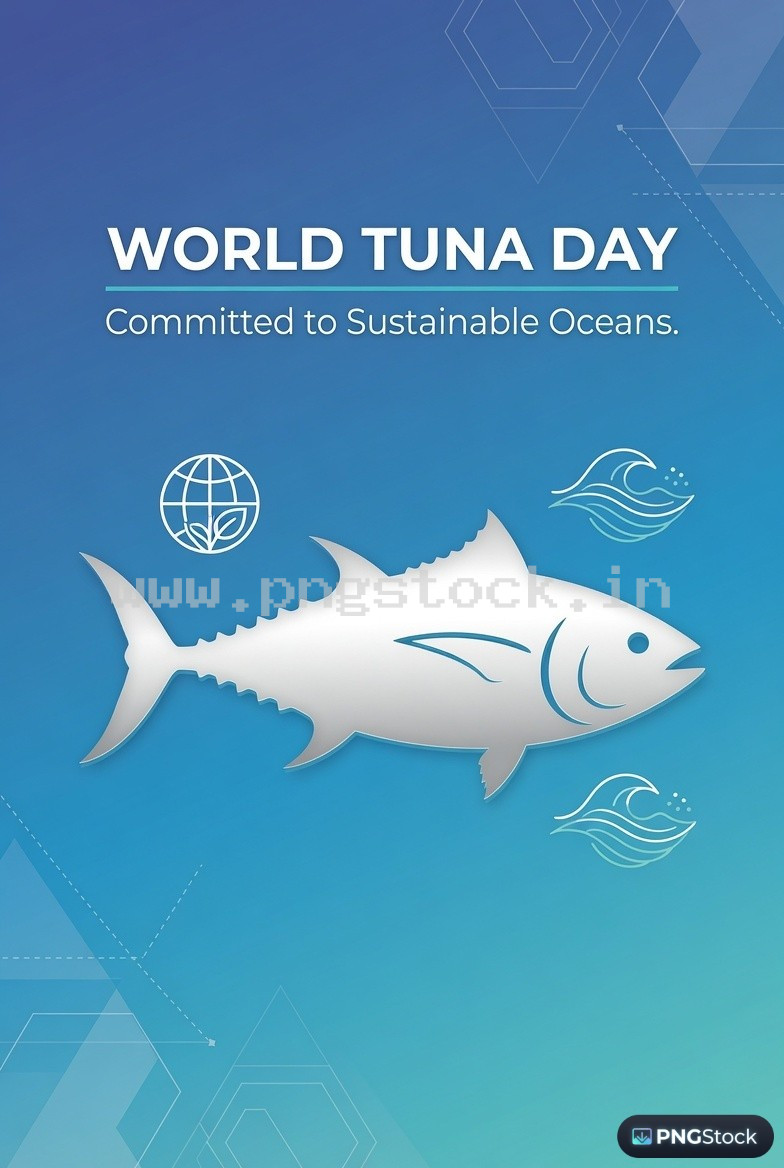 World Tuna Day Social Media Post Design Free Download Clean Blue Ocean Theme