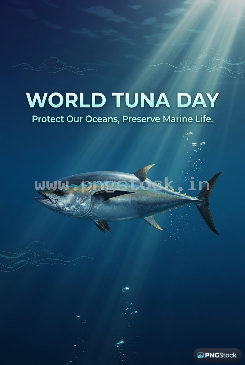 World Tuna Day Social Media Post Design Free Download Clean Blue Ocean Theme