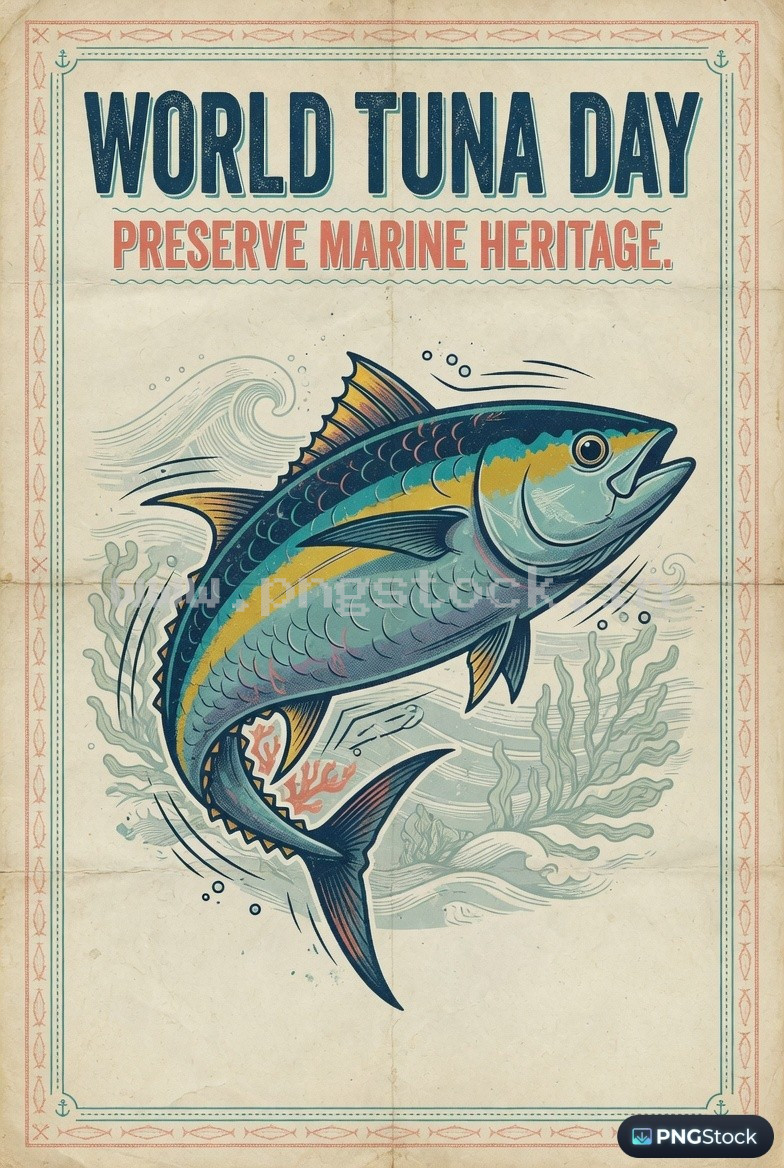 World Tuna Day Social Media Post Design Free Download Clean Blue Ocean Theme