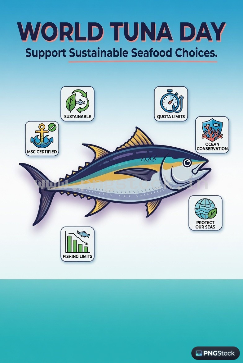 World Tuna Day Social Media Post Design Free Download Clean Blue Ocean Theme