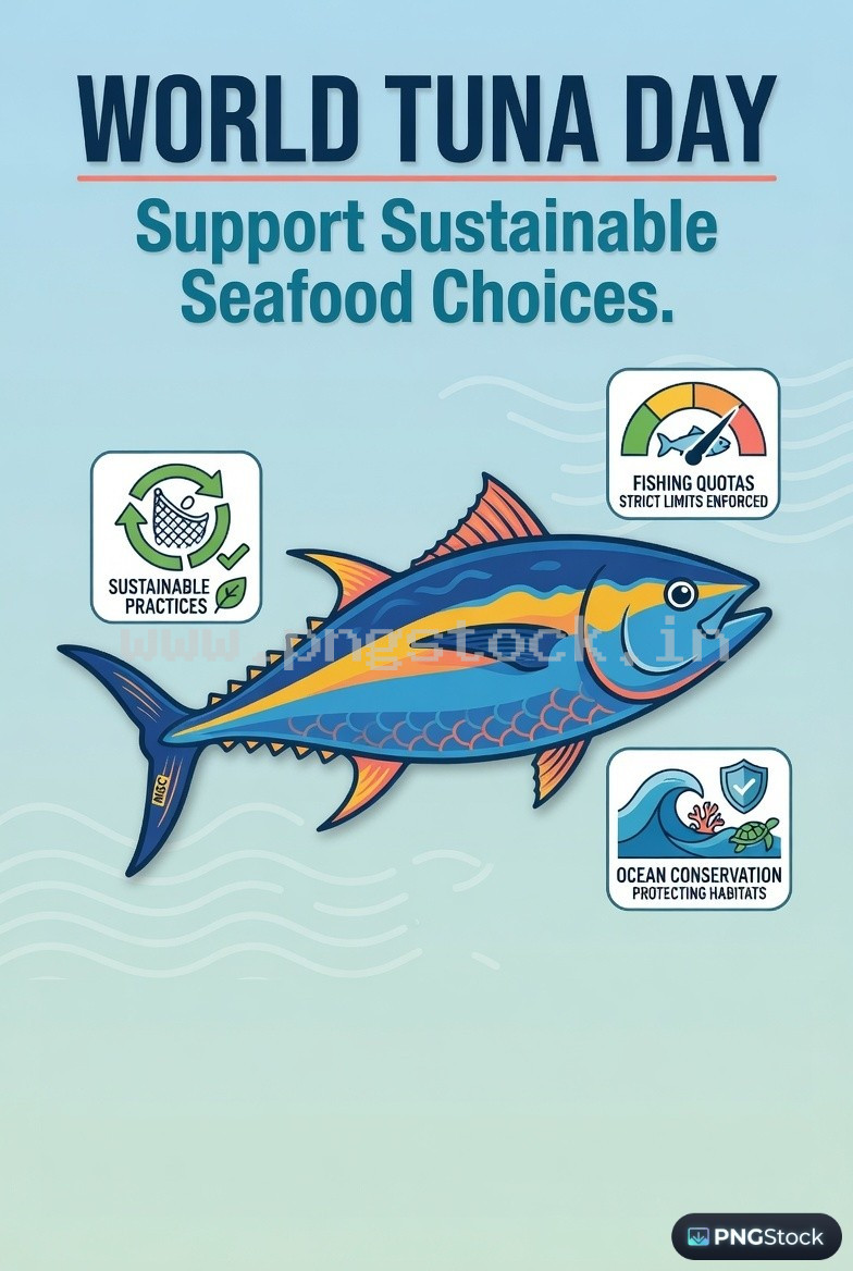 World Tuna Day Social Media Post Design Free Download Clean Blue Ocean Theme
