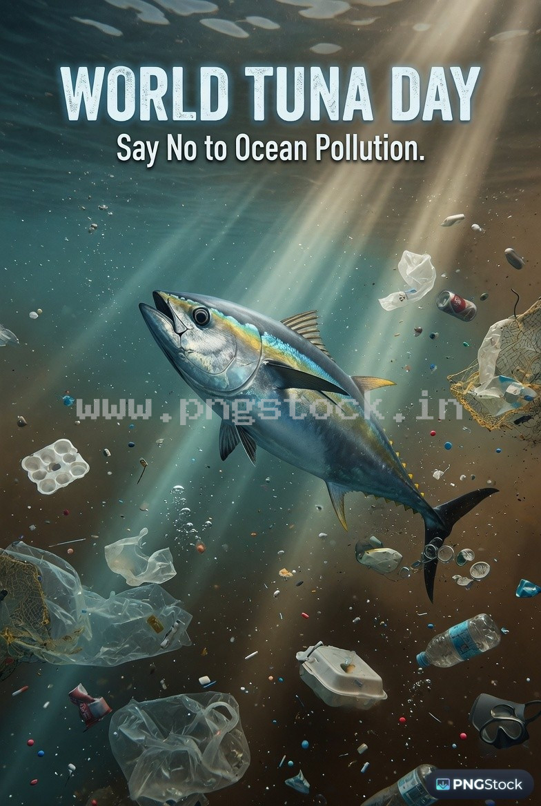 World Tuna Day Social Media Post Design Free Download Clean Blue Ocean Theme