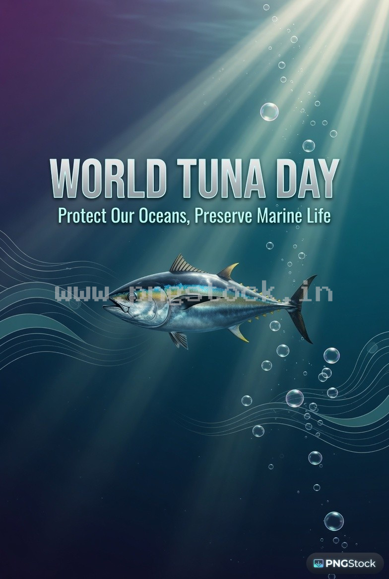 World Tuna Day Social Media Post Design Free Download Clean Blue Ocean Theme