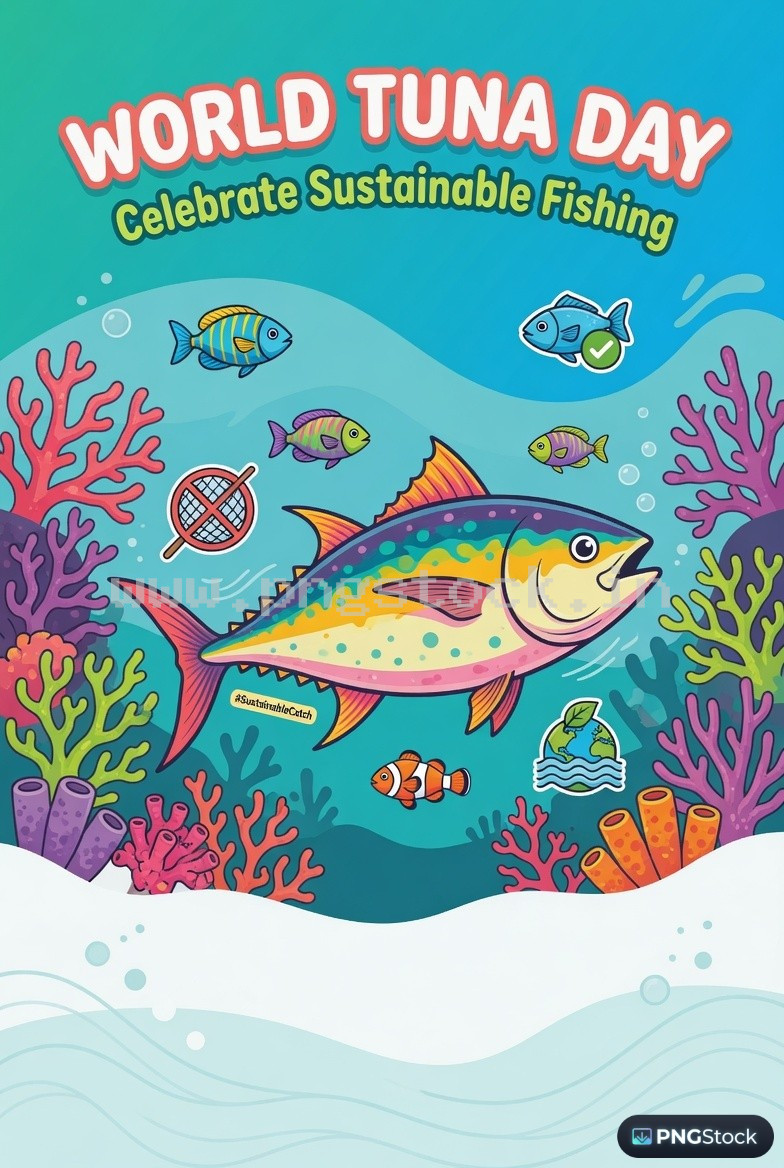 World Tuna Day Social Media Post Design Free Download Clean Blue Ocean Theme