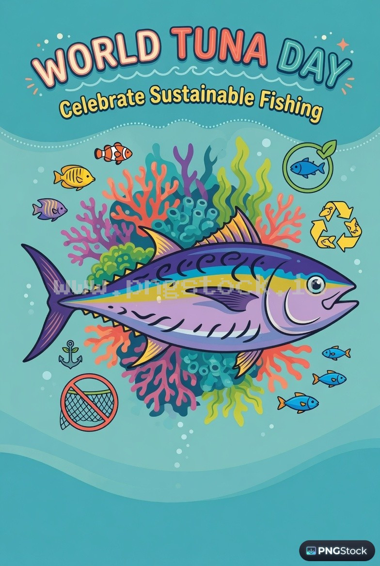 World Tuna Day Social Media Post Design Free Download Clean Blue Ocean Theme
