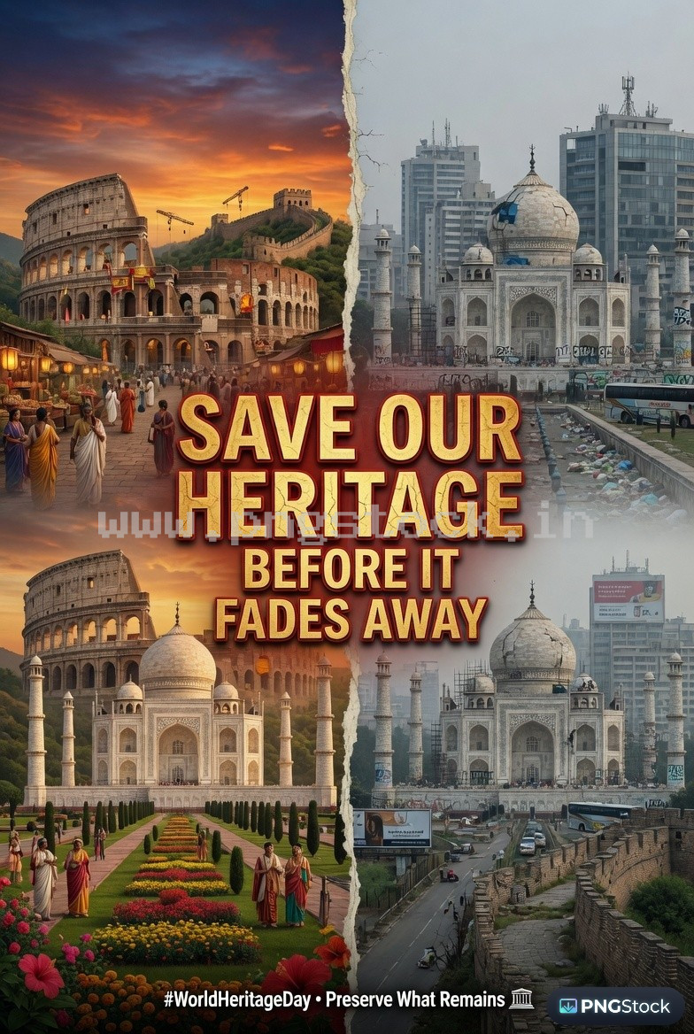 World Heritage Day Social Media Post Template Design for Cultural Awareness Free Download