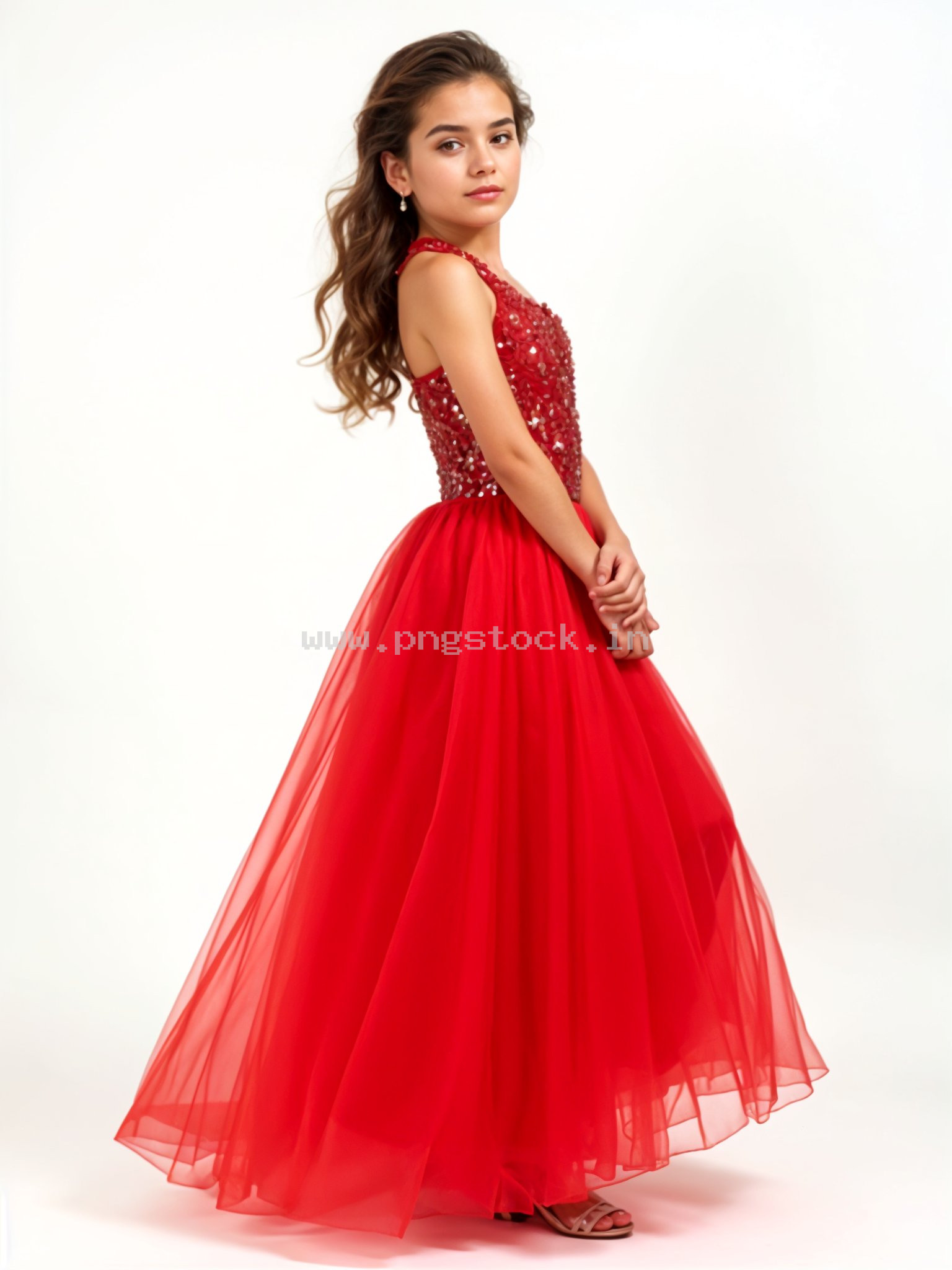 Beautiful Young Woman in Elegant Fancy Dress Showcasing Latest Fashion Style