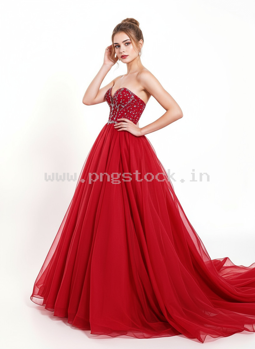 Beautiful Young Woman in Elegant Fancy Dress Showcasing Latest Fashion Style