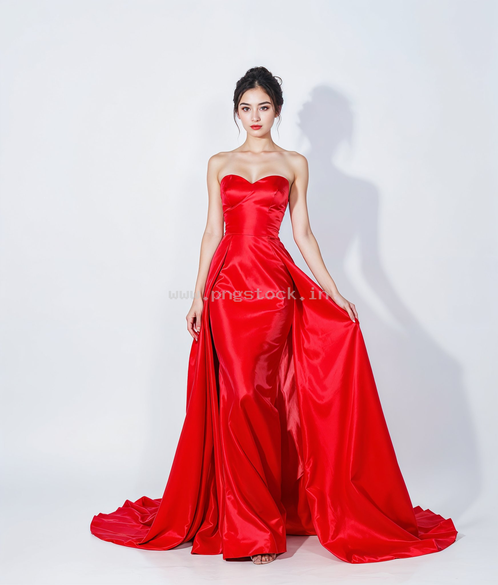 Beautiful Woman in Red Dress Fashion Portrait Free Image Download