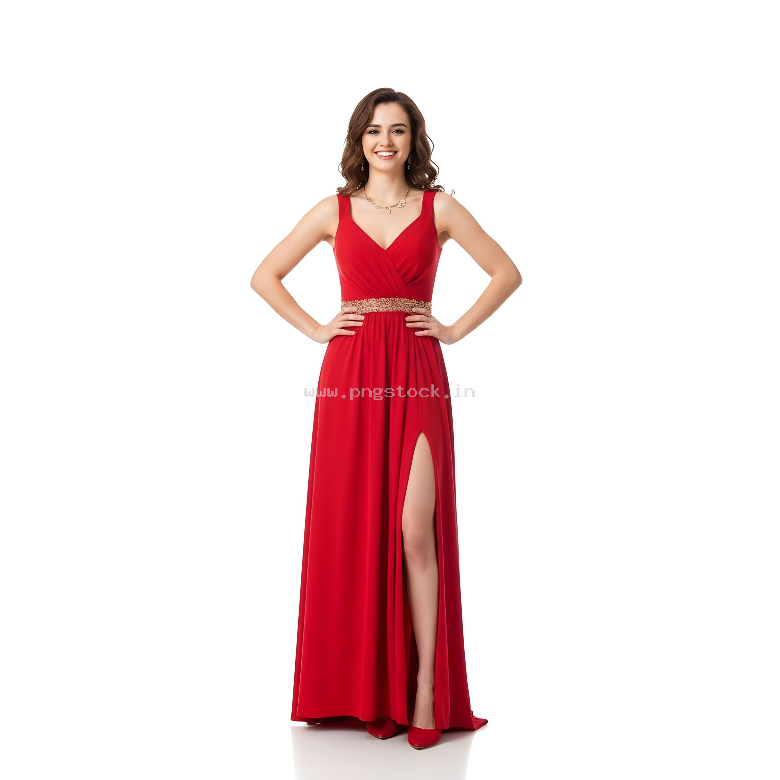 Beautiful Young Woman in Elegant Fancy Dress Showcasing Latest Fashion Style
