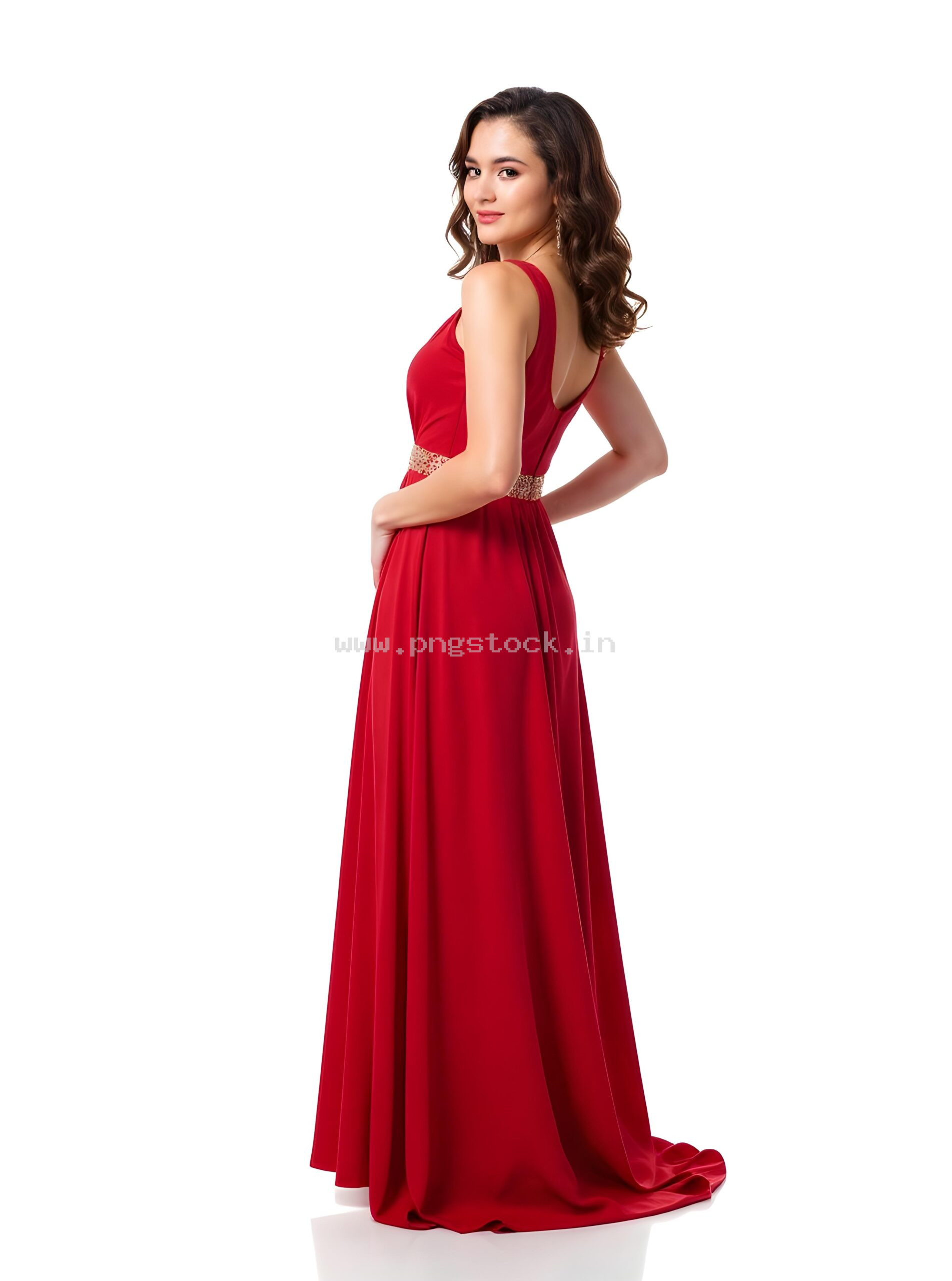 Beautiful Young Woman in Elegant Fancy Dress Showcasing Latest Fashion Style