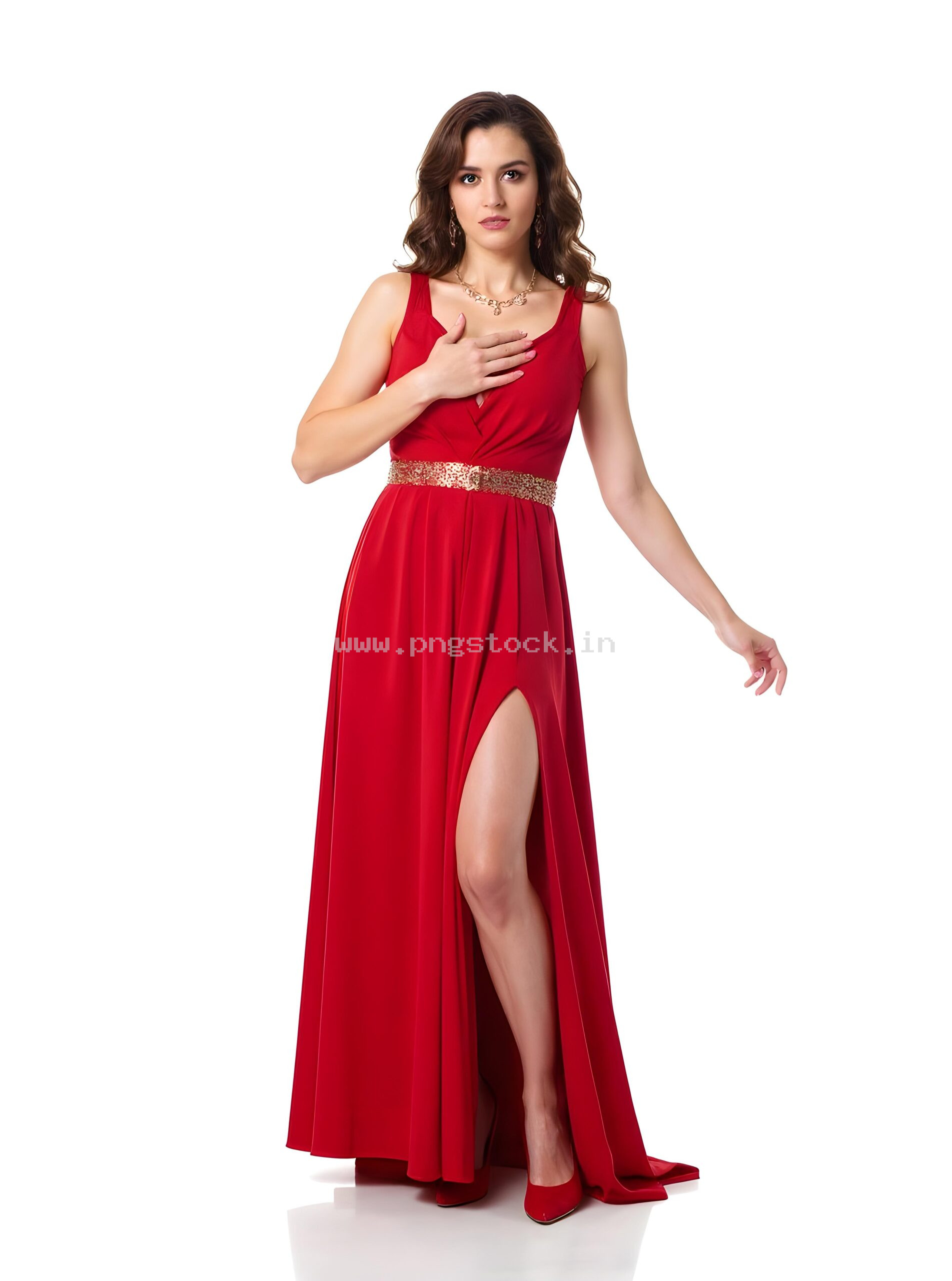 Beautiful Young Woman in Elegant Fancy Dress Showcasing Latest Fashion Style
