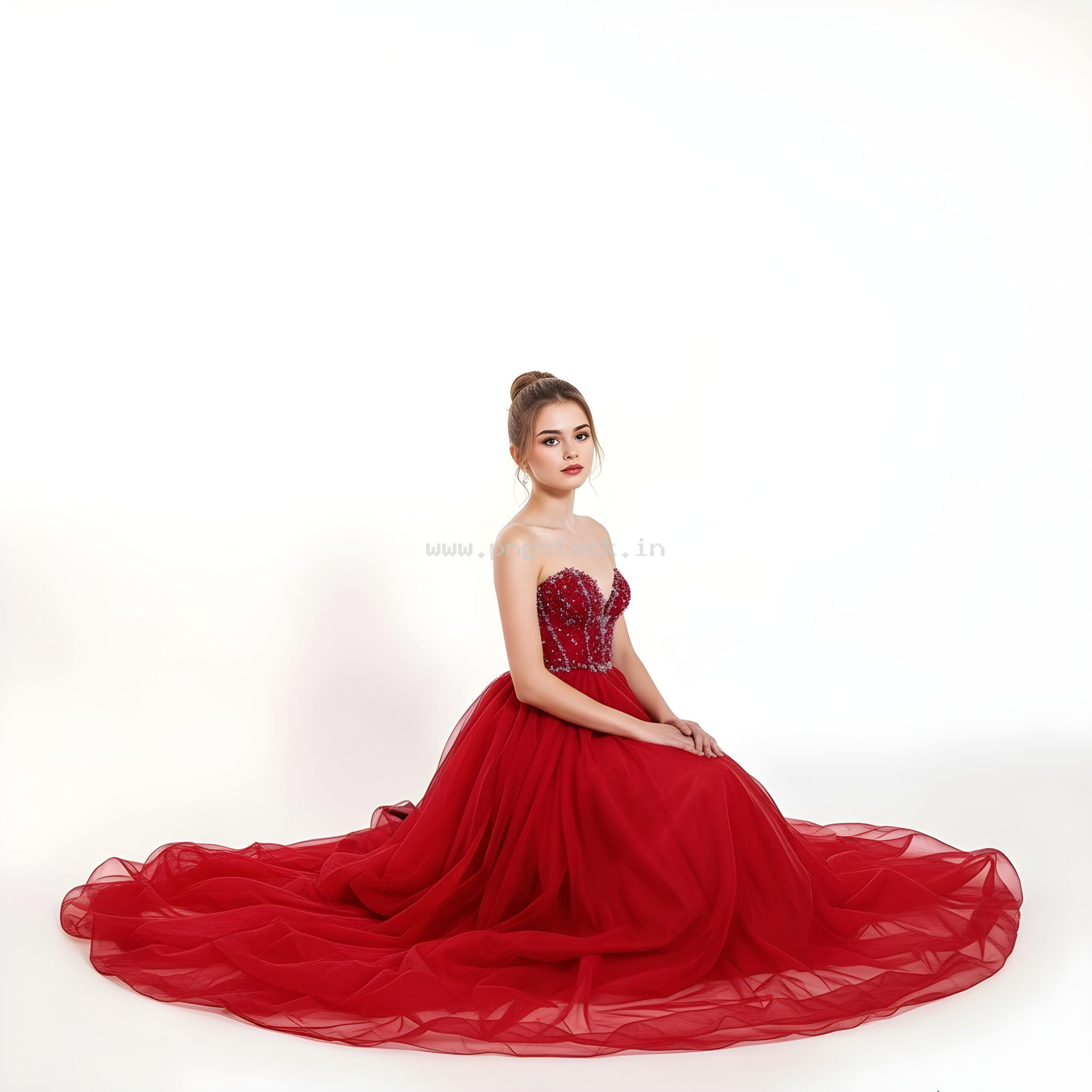 Beautiful Young Woman in Elegant Fancy Dress Showcasing Latest Fashion Style