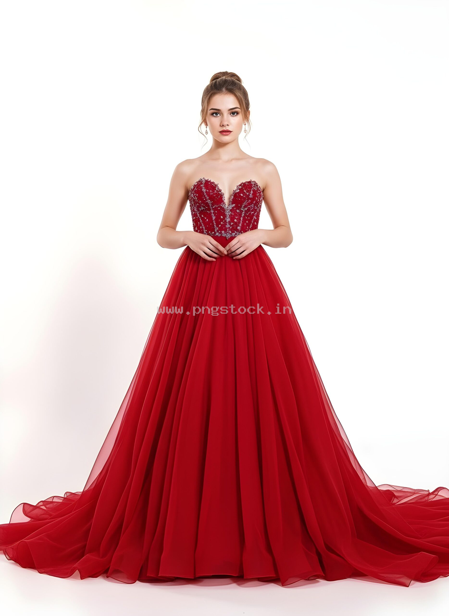 Beautiful Young Woman in Elegant Fancy Dress Showcasing Latest Fashion Style