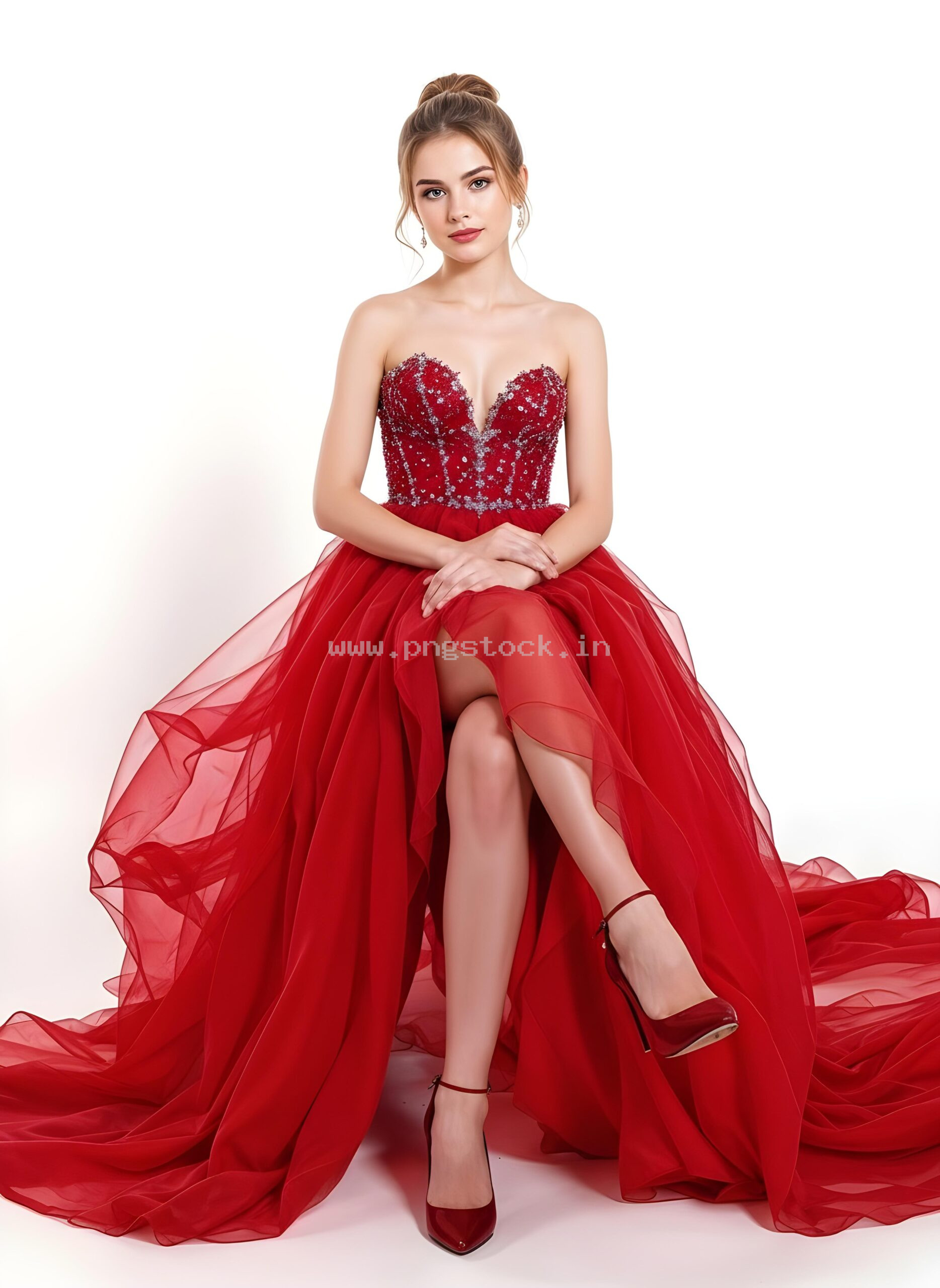 Beautiful Young Woman in Elegant Fancy Dress Showcasing Latest Fashion Style