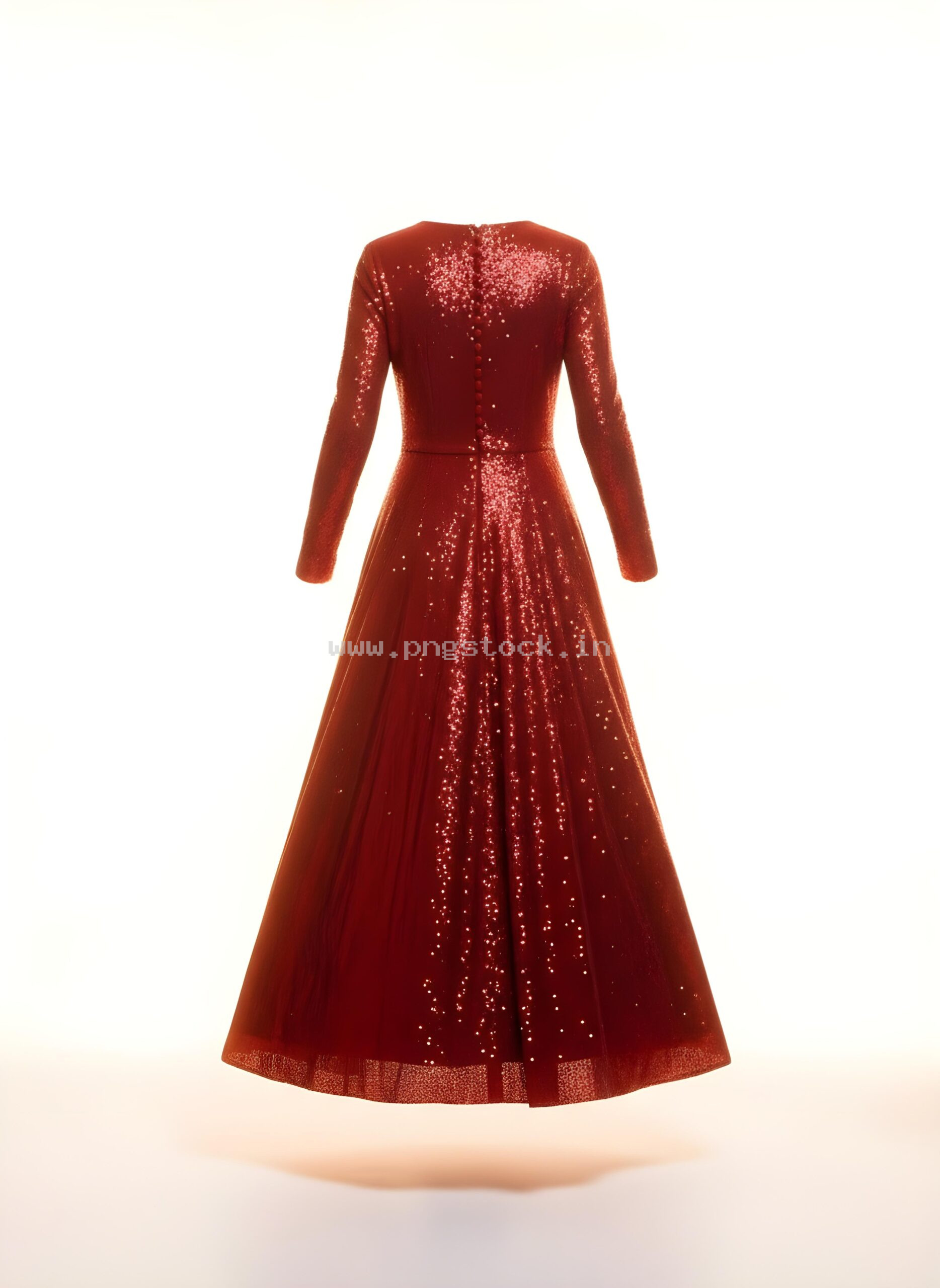 Graceful Red Dress Fashion Model Portrait on White Free Image Download