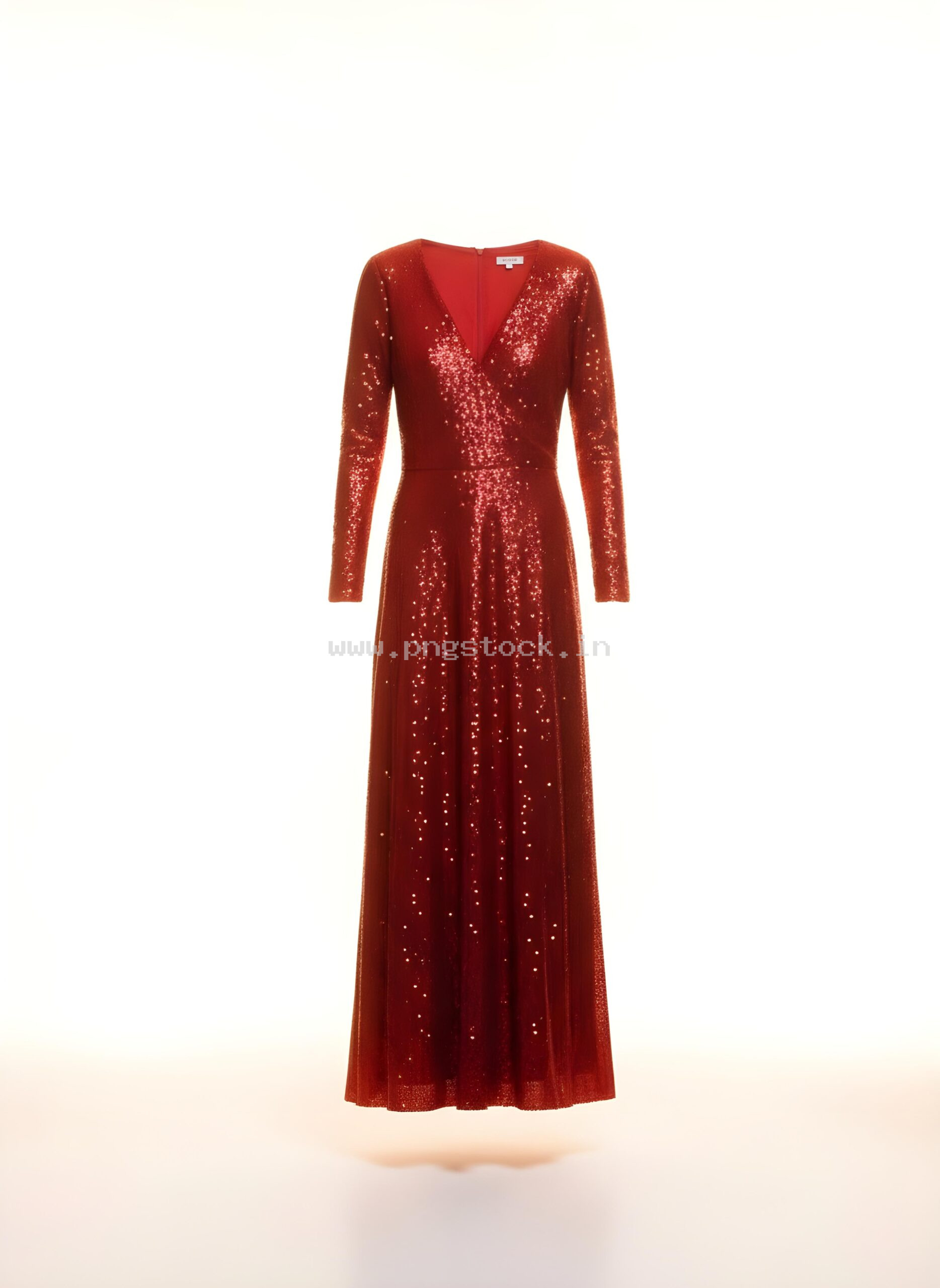 Graceful Red Dress Fashion Model Portrait on White Free Image Download