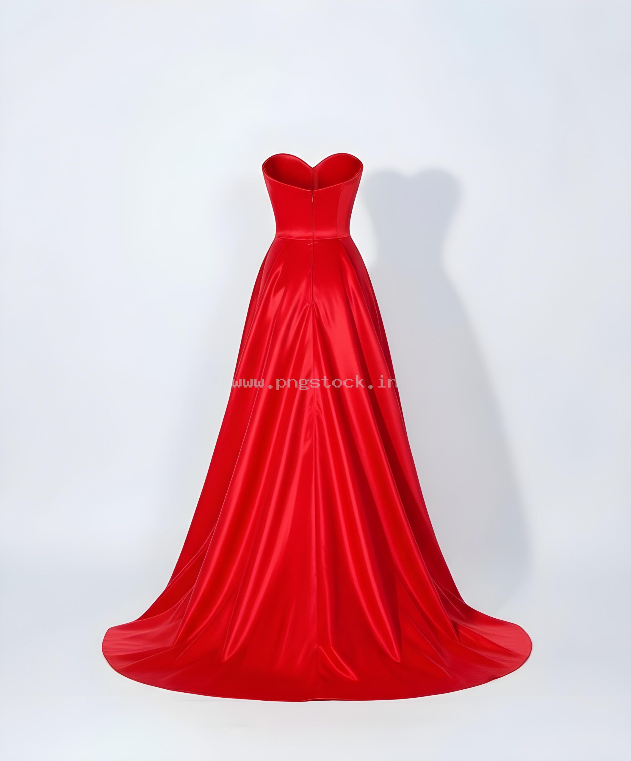 Graceful Red Dress Fashion Model Portrait on White Free Image Download