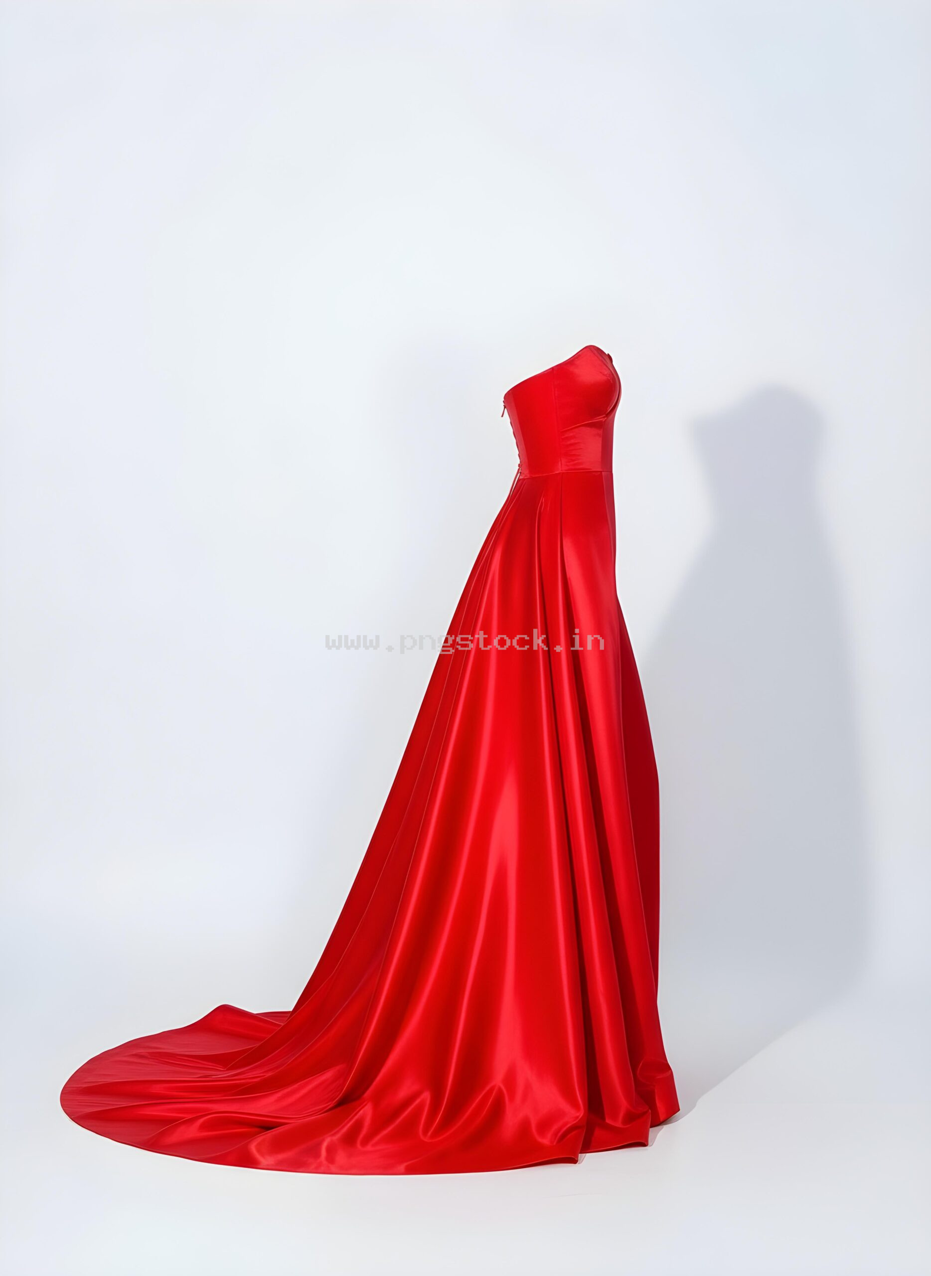Graceful Red Dress Fashion Model Portrait on White Free Image Download