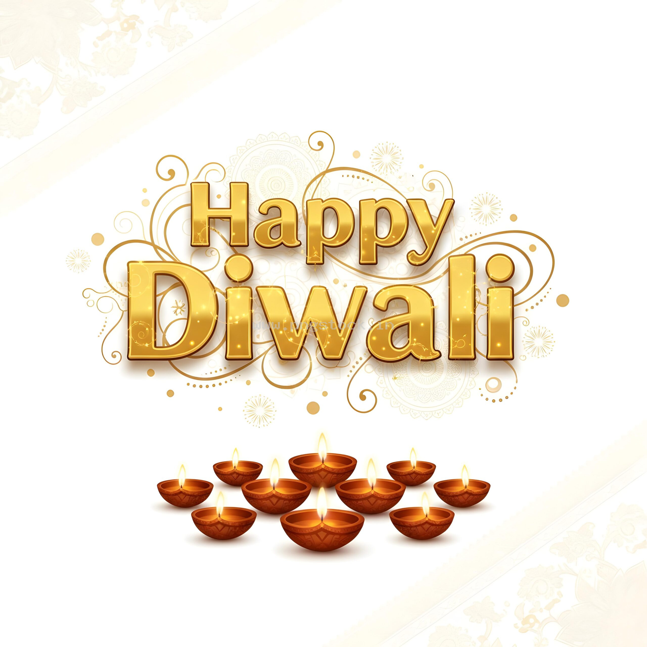 Happy Diwali Golden Text Festival Greeting Template on Dark Background