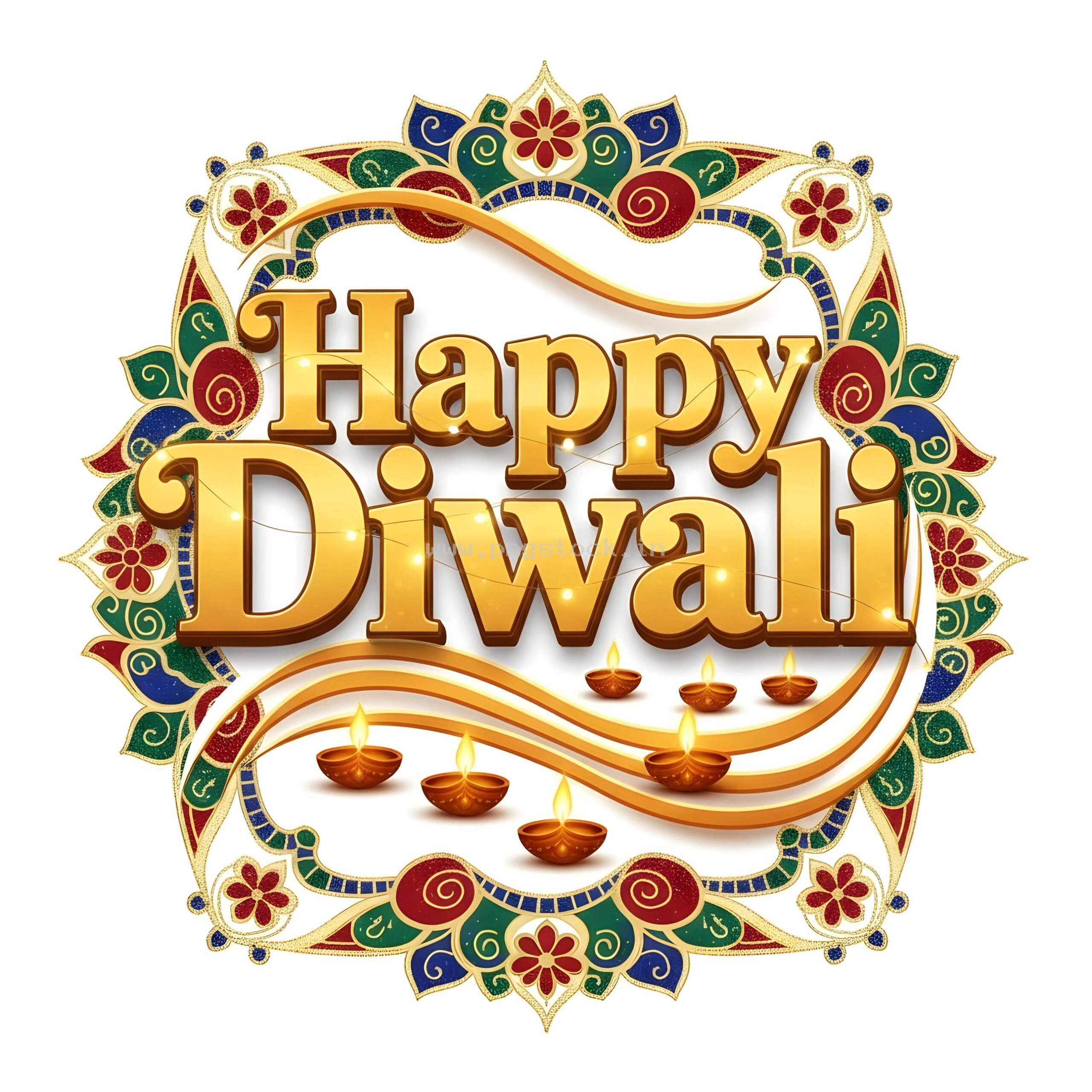 Happy Diwali Golden Text Festival Greeting Template on Dark Background