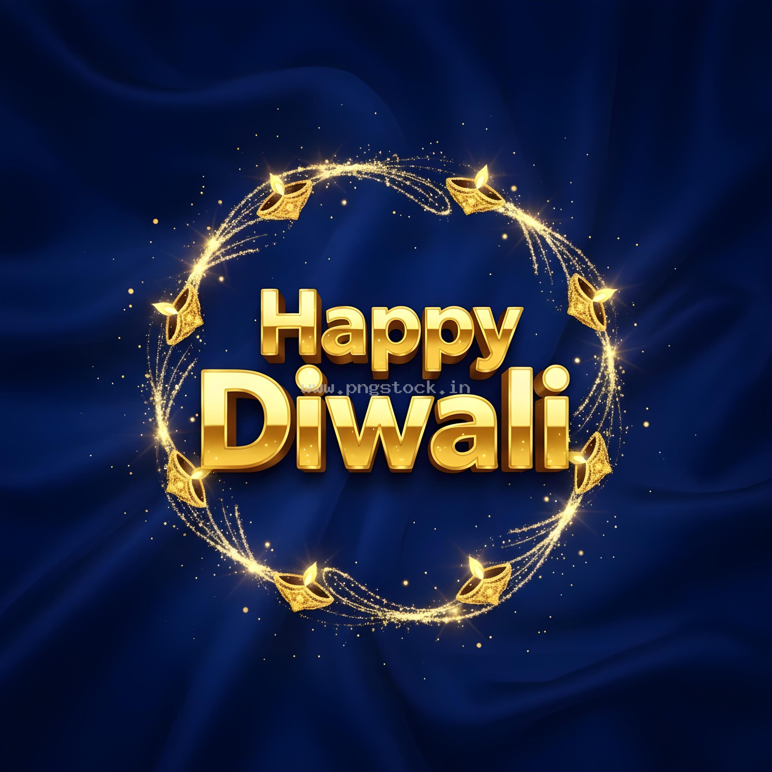 Happy Diwali Golden Text Festival Greeting Template on Dark Background