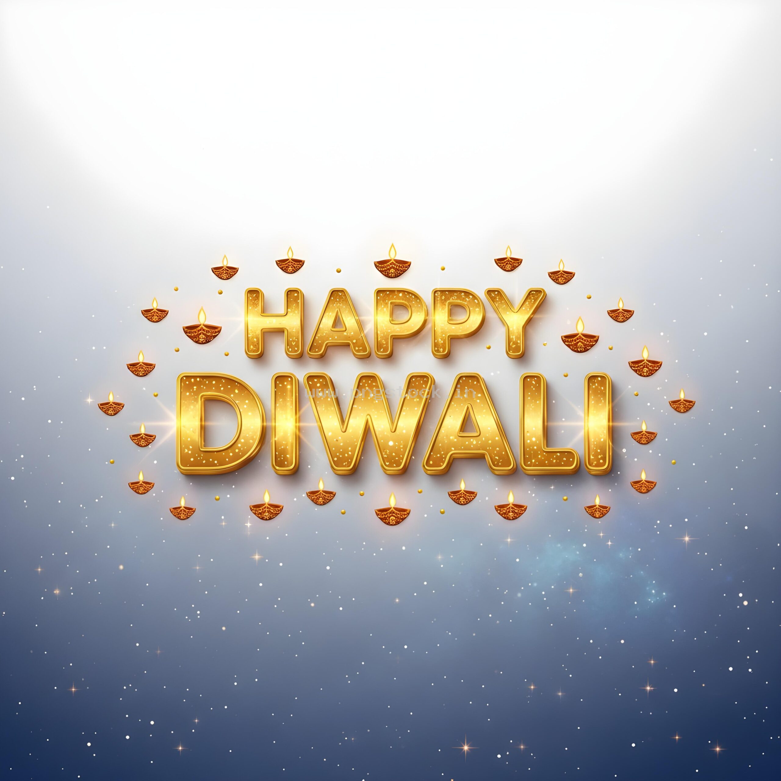 Happy Diwali Golden Text Festival Greeting Template on Dark Background