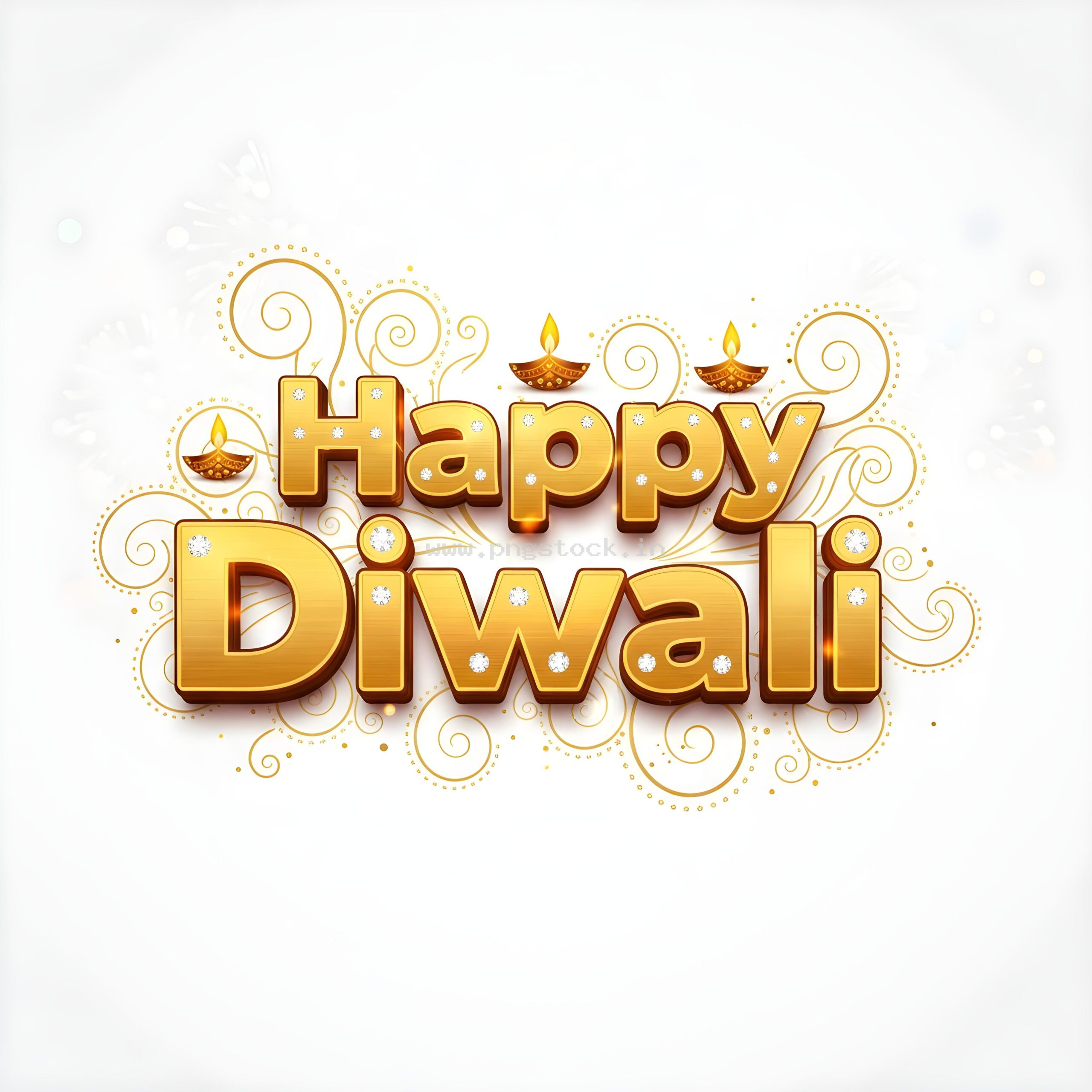 Happy Diwali Golden Text Festival Greeting Template on Dark Background