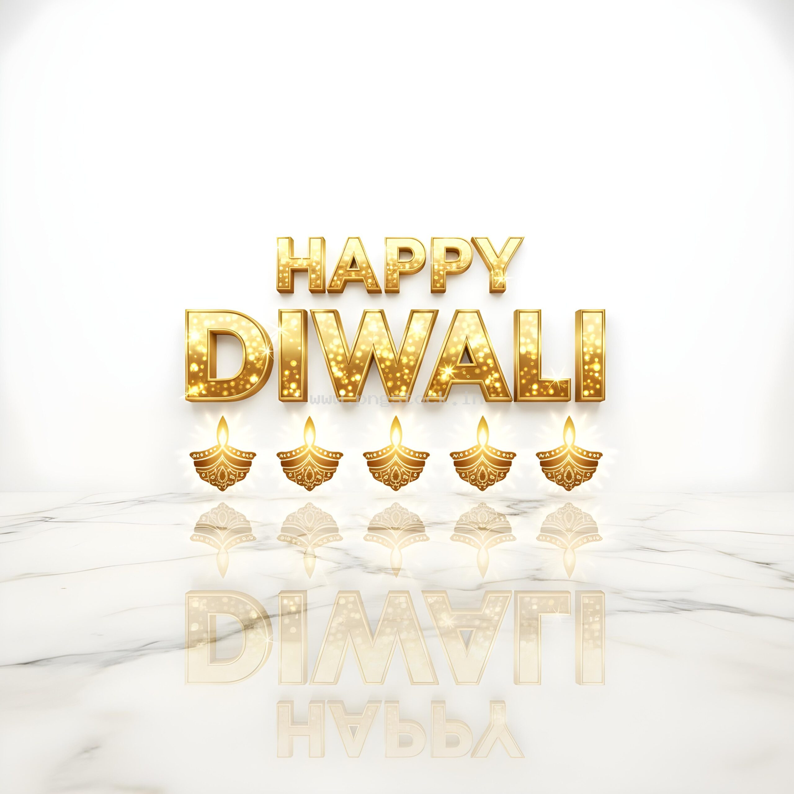 Happy Diwali Golden Text Festival Greeting Template on Dark Background