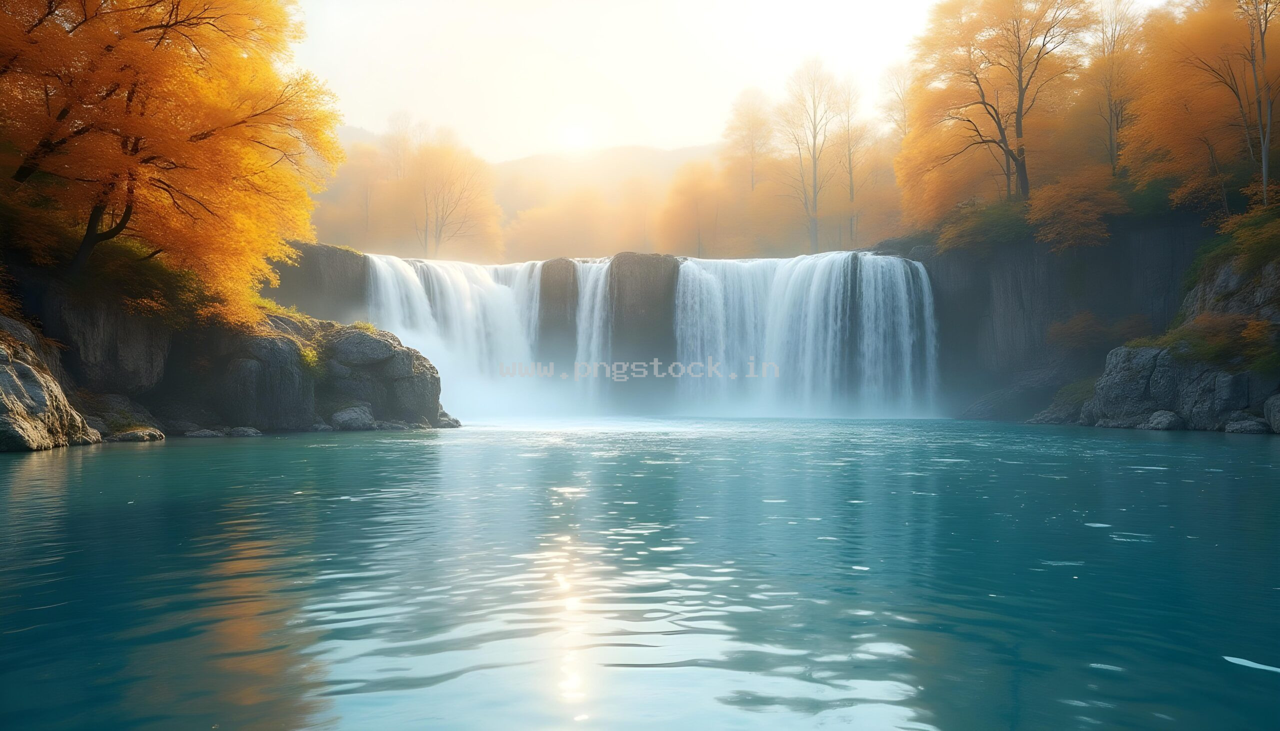 Beautiful Nature Waterfall Landscape Wallpaper with Lush Green Forest