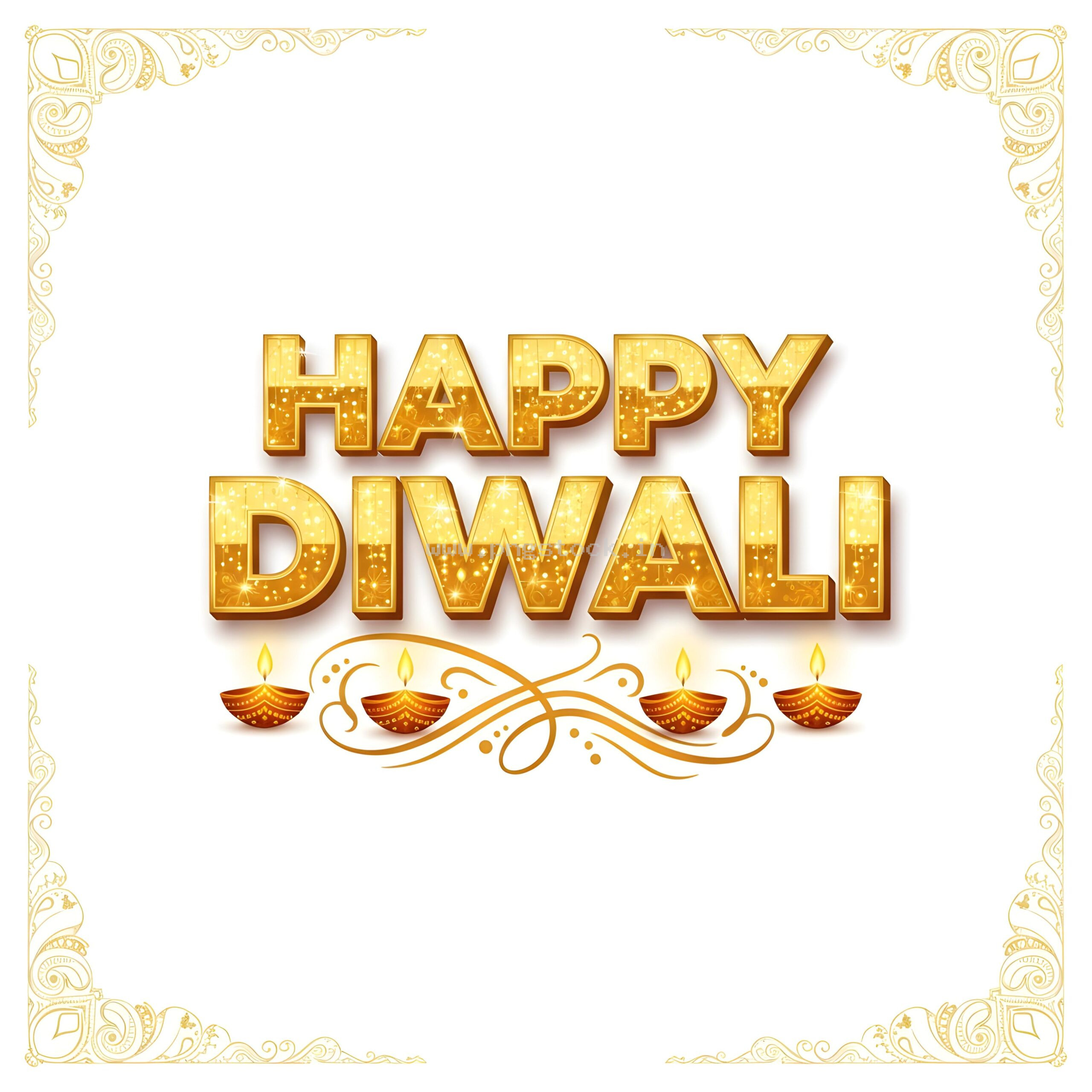 Happy Diwali Golden Text Festival Greeting Template on Dark Background