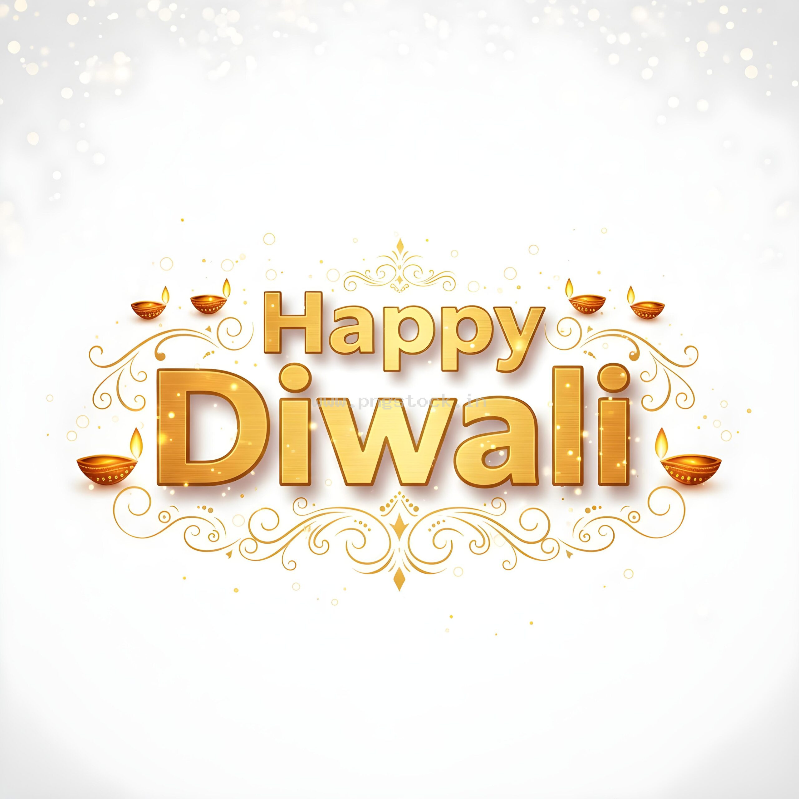 Happy Diwali Golden Text Festival Greeting Template on Dark Background