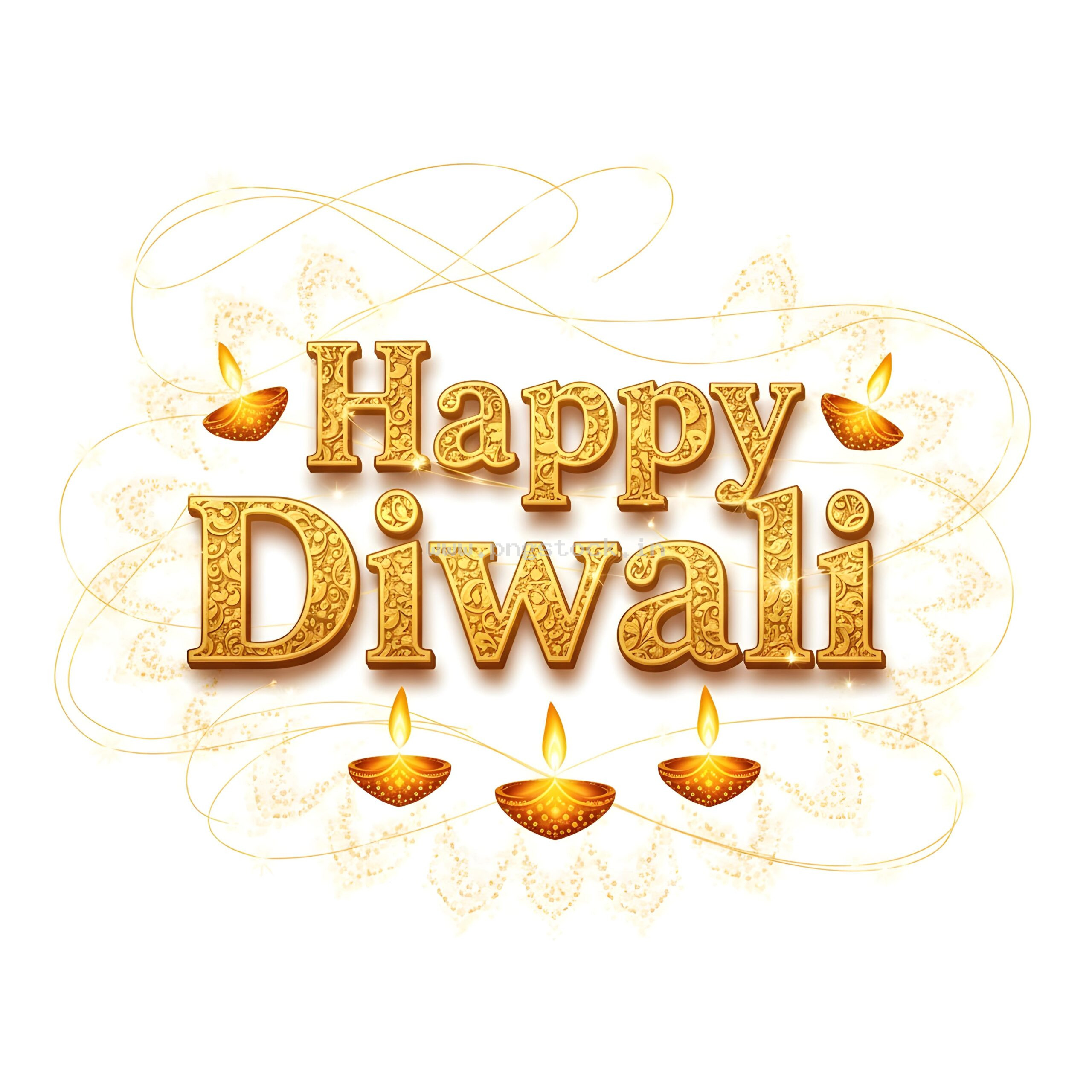 Happy Diwali Golden Text Festival Greeting Template on Dark Background