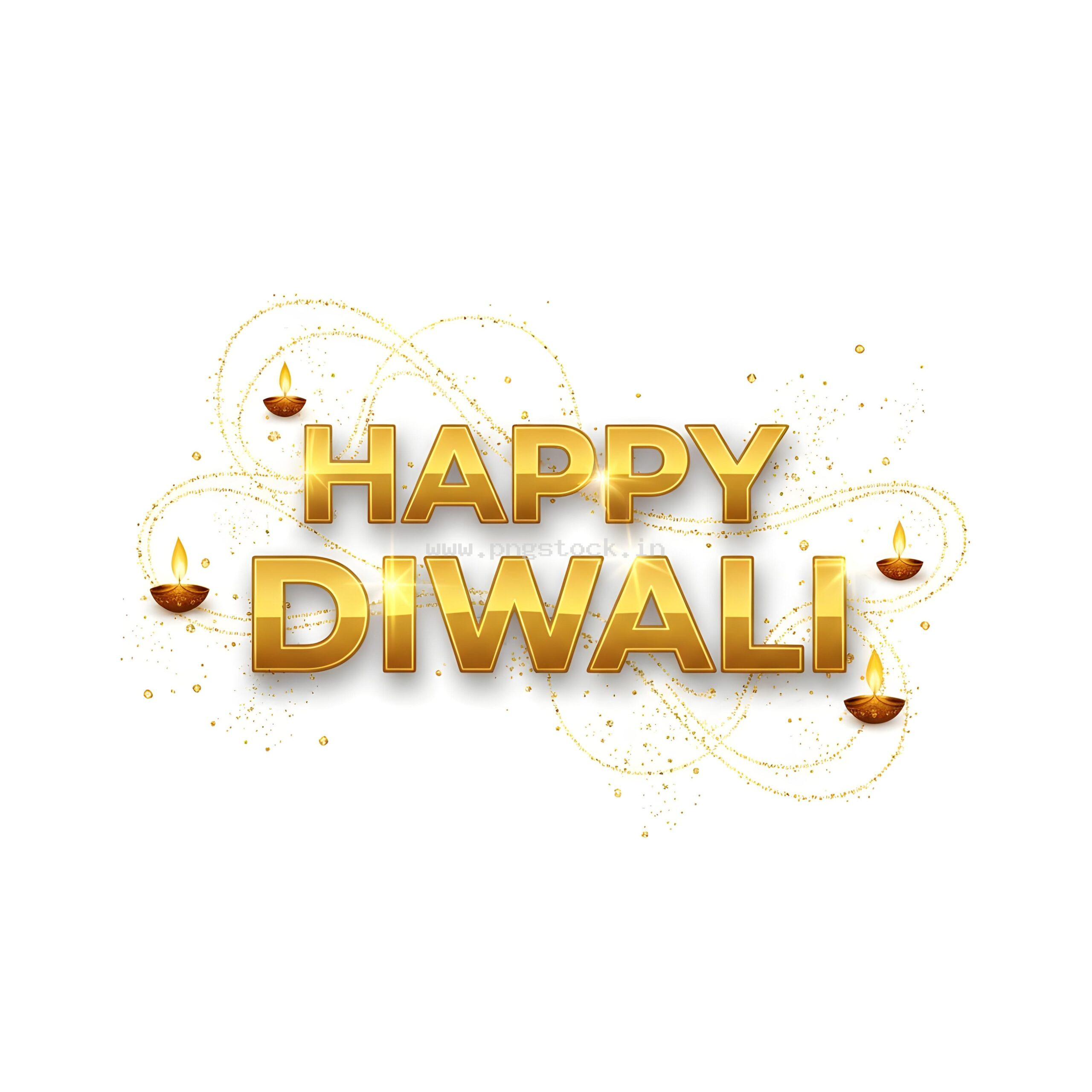 Happy Diwali Golden Text Festival Greeting Template on Dark Background