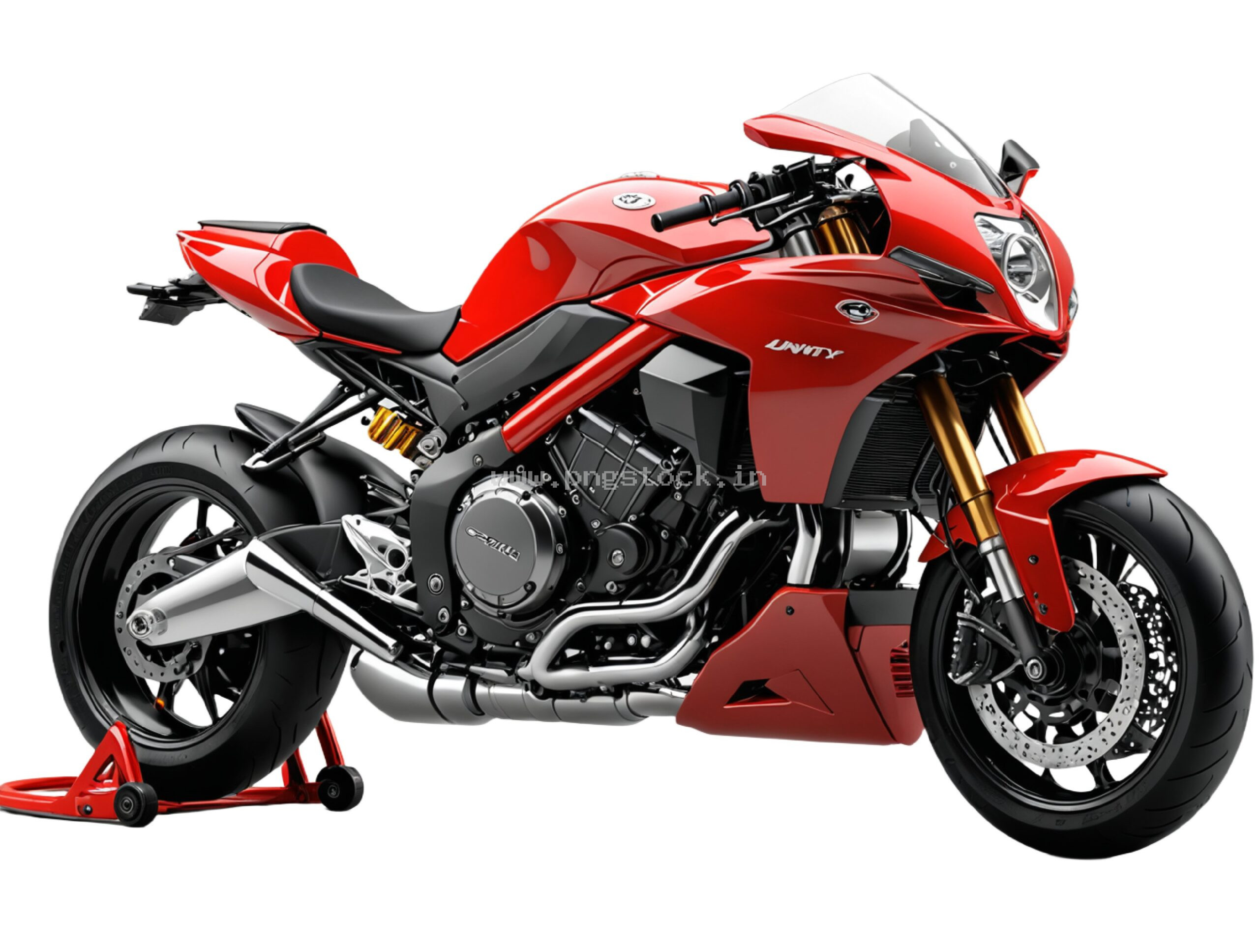 Red Superbike Isolated on White Background with Sleek Modern Design