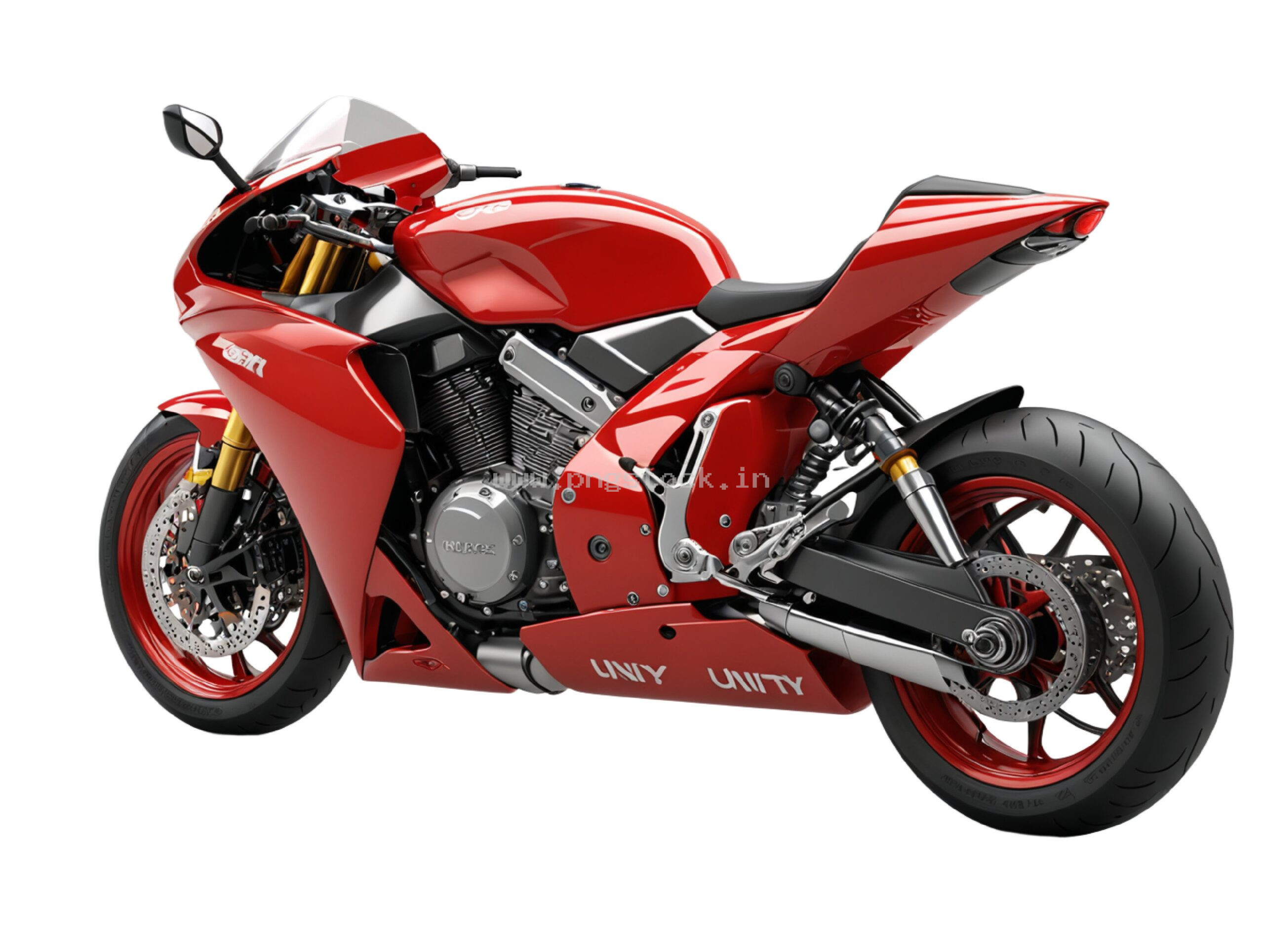 Red Superbike Isolated on White Background with Sleek Modern Design