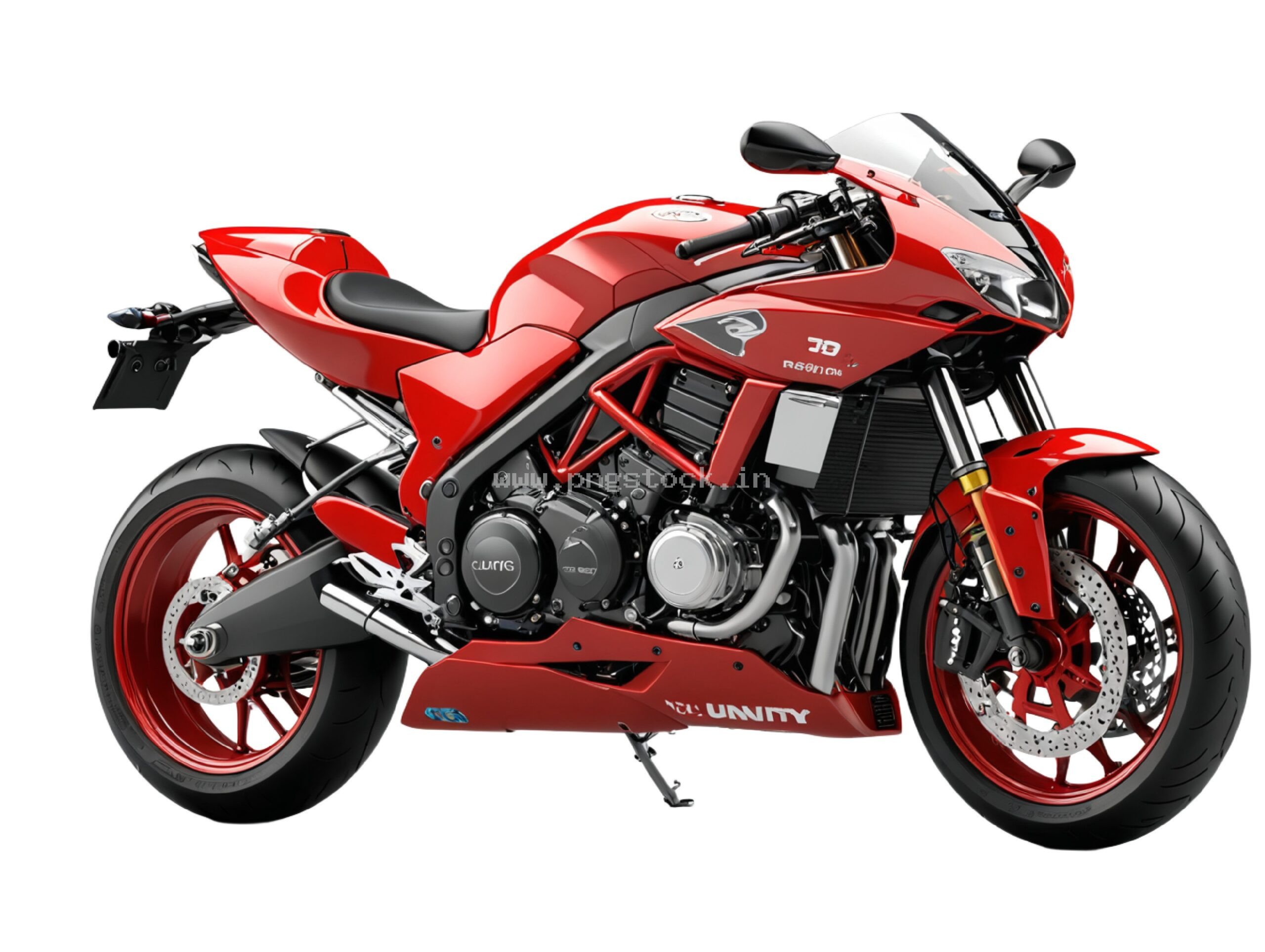 Red Superbike Isolated on White Background with Sleek Modern Design