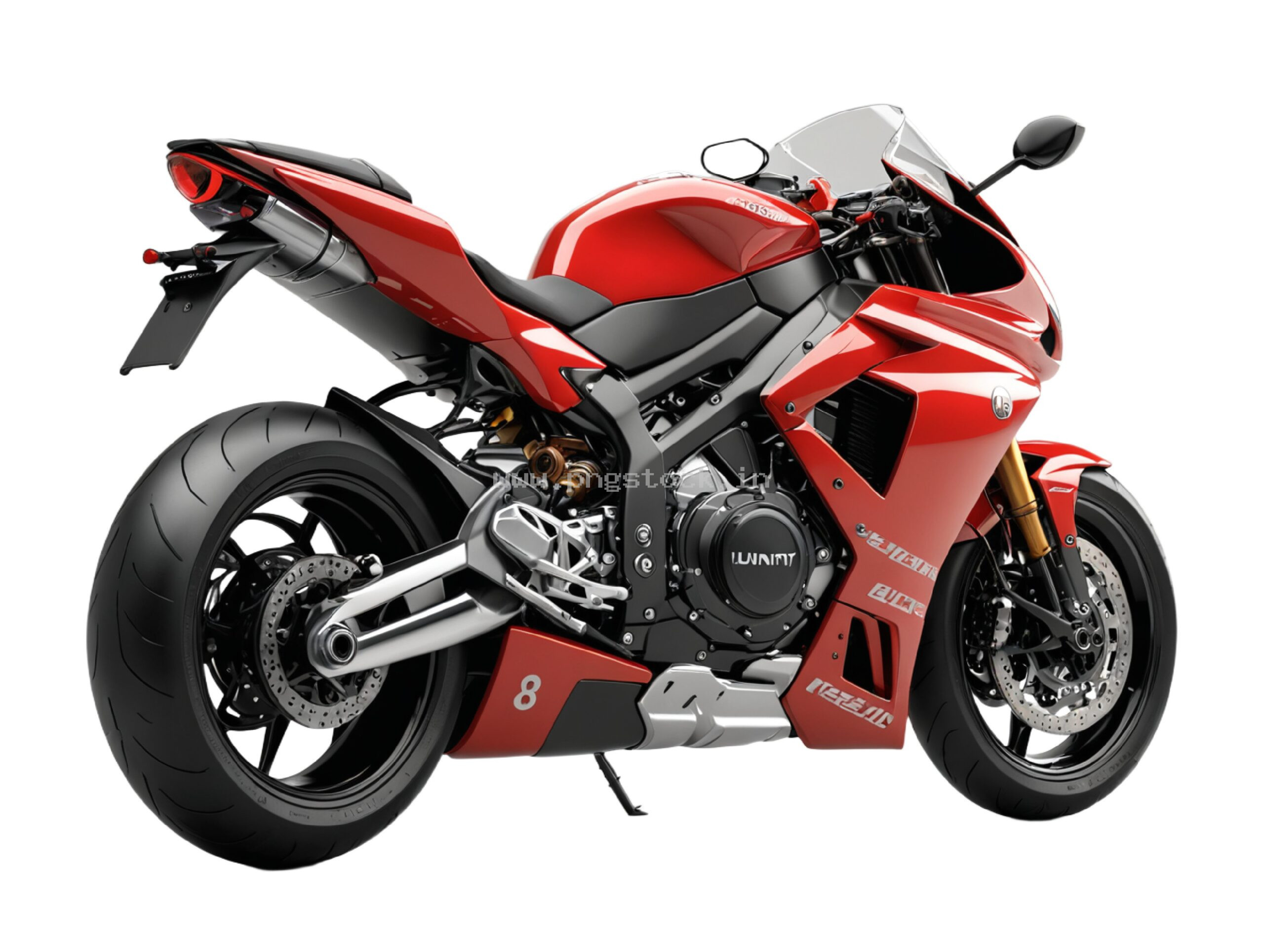 Red Superbike Isolated on White Background with Sleek Modern Design