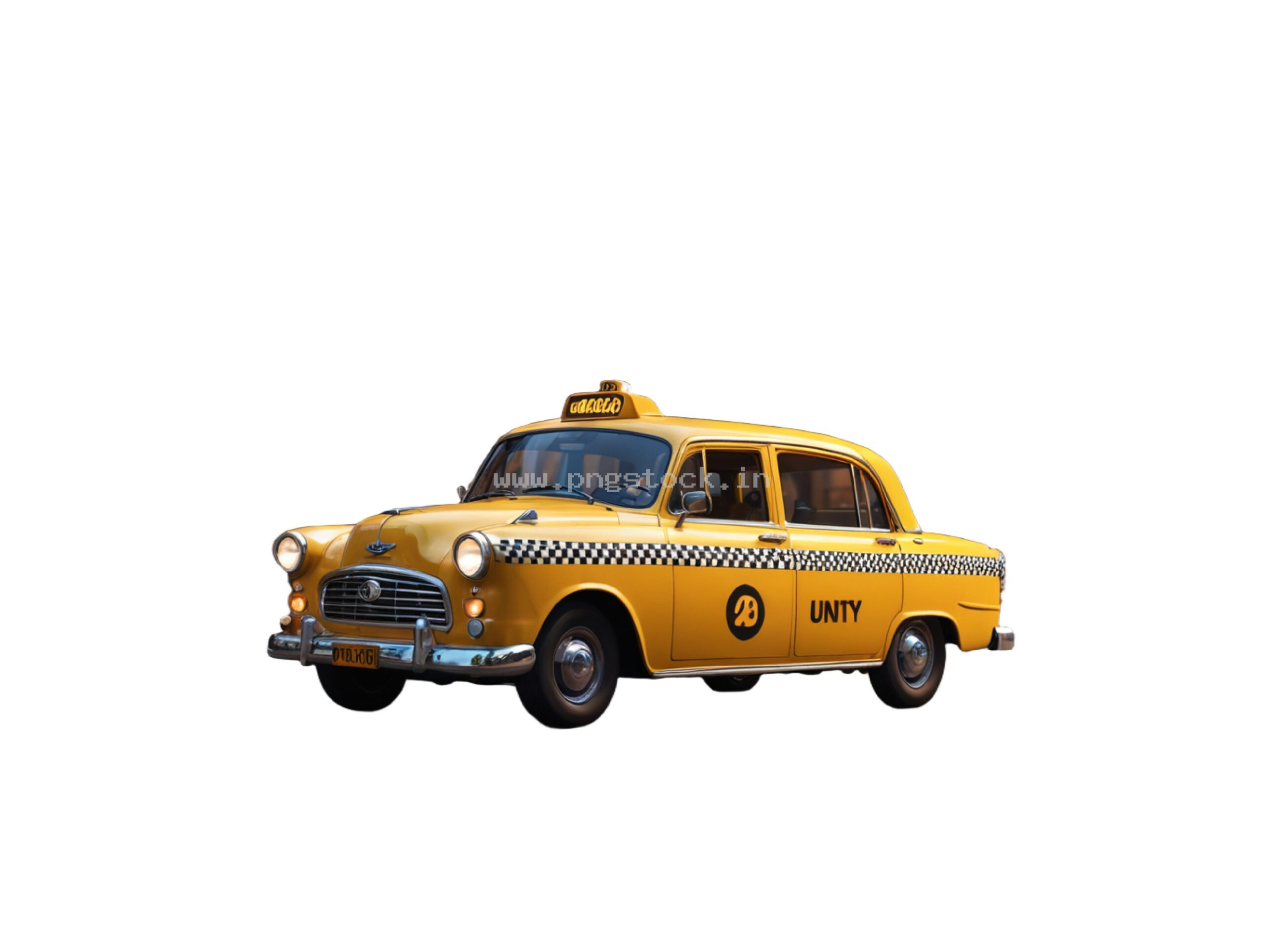 Vintage Yellow Taxi Car Isolated on White Free Image Download