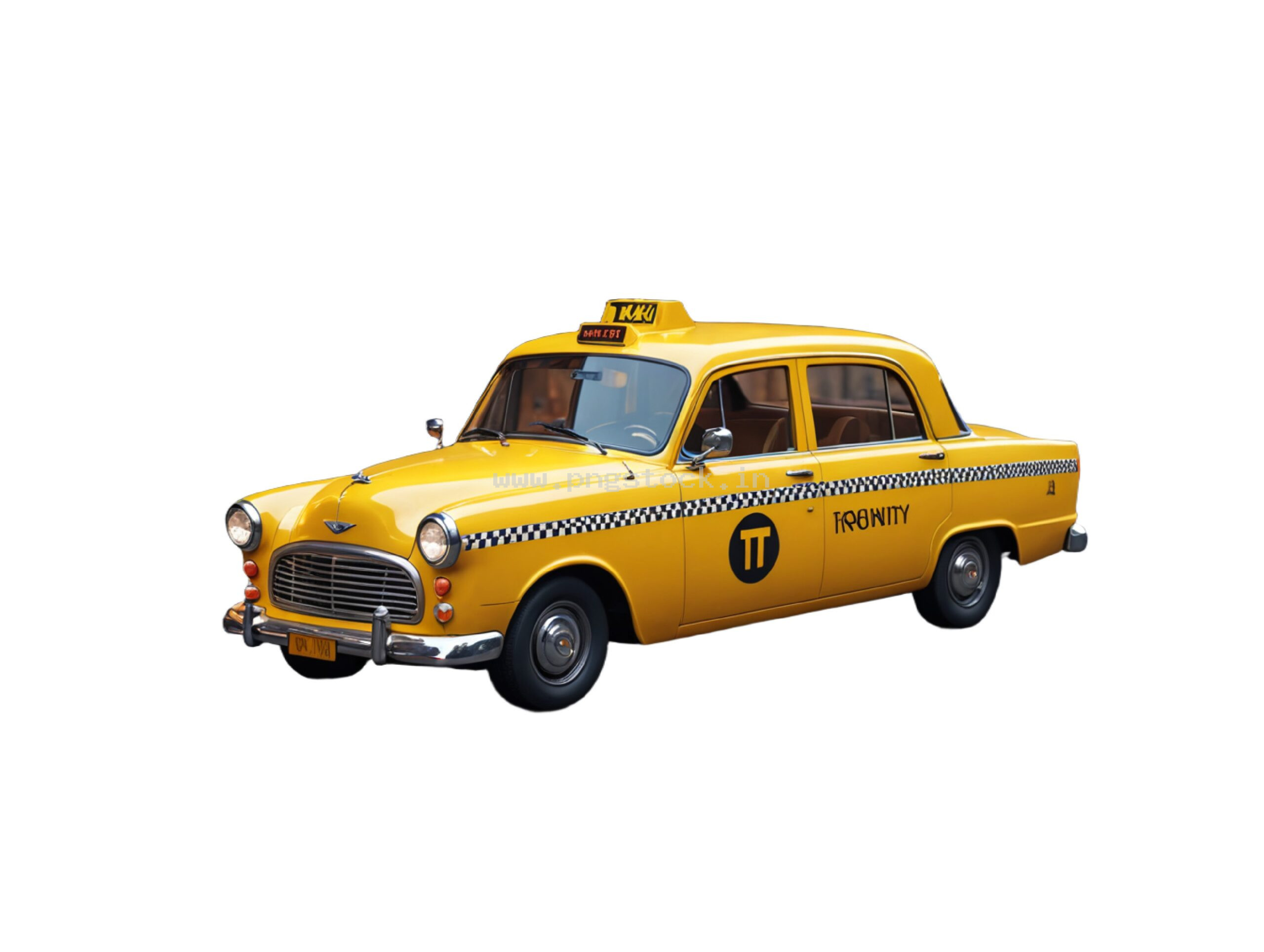 Vintage Yellow Taxi Car Isolated on White Free Image Download