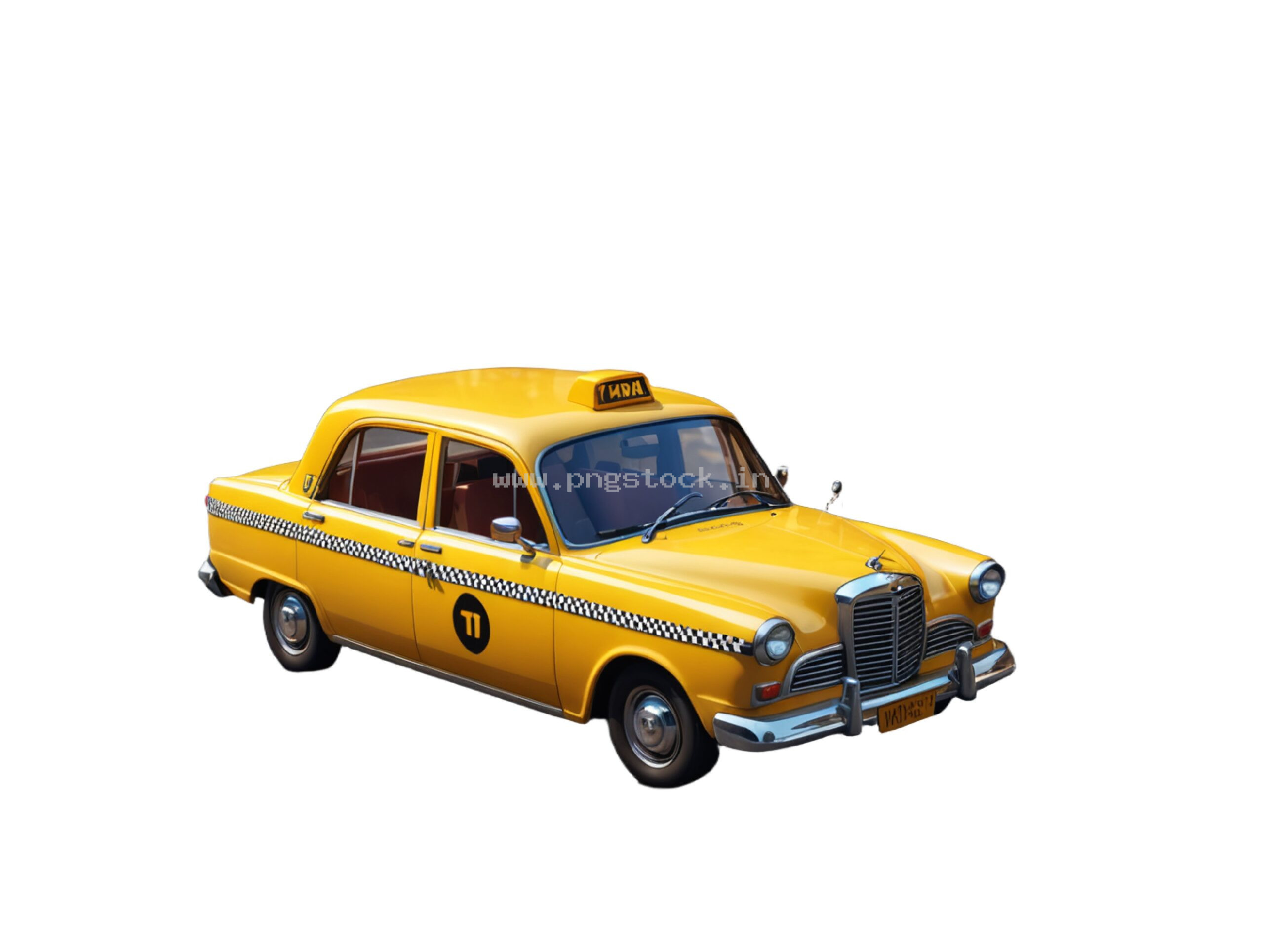Vintage Yellow Taxi Car Isolated on White Free Image Download